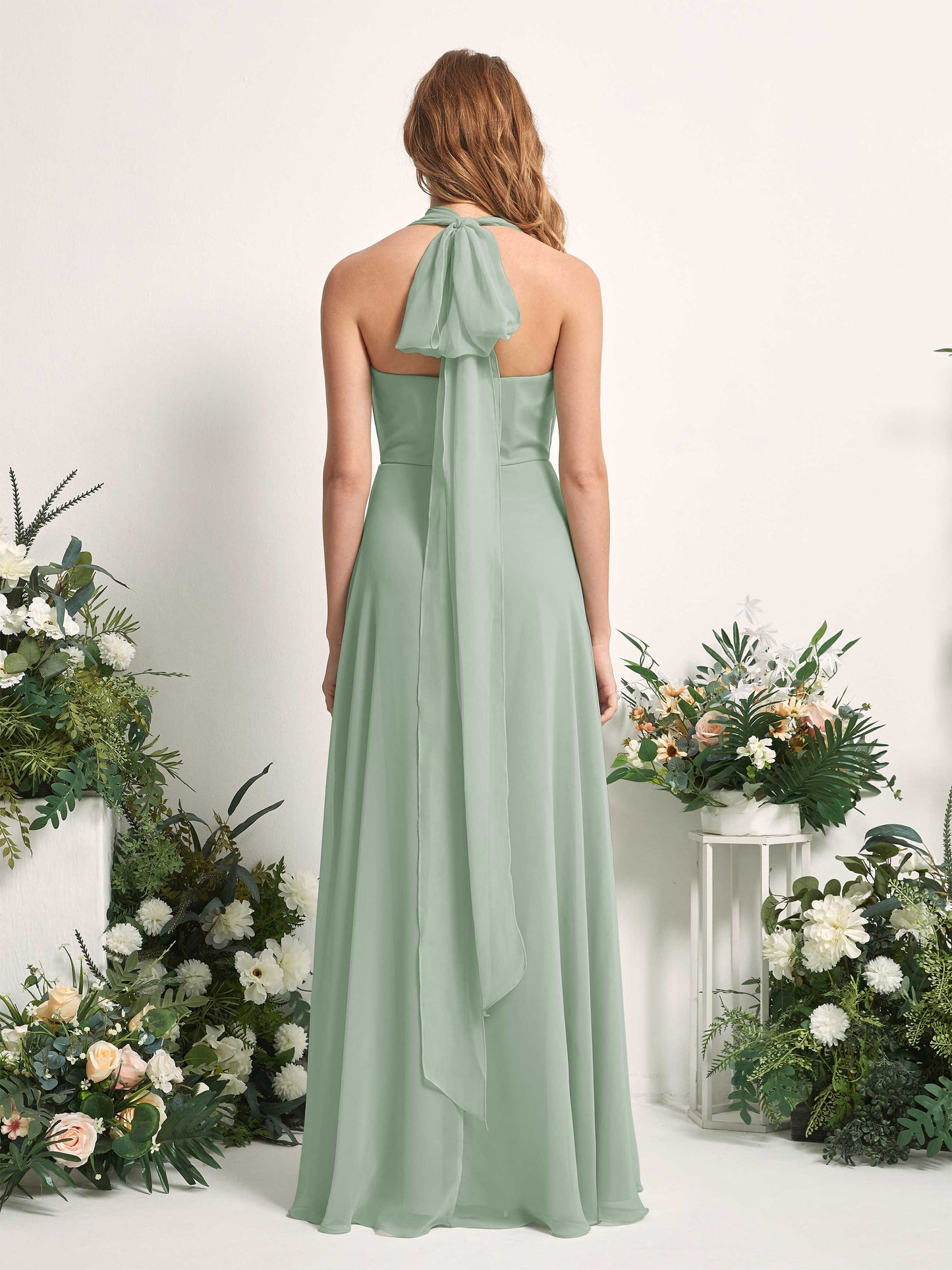 Carolyn Sage Green Halter Maxi Dress