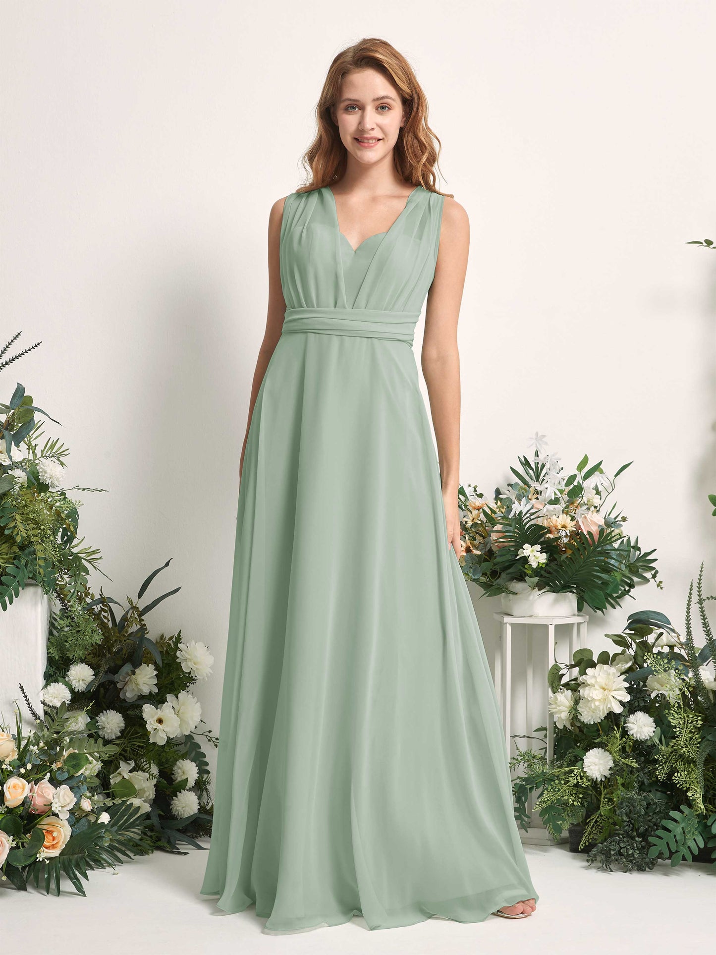 Carolyn Sage Green Halter Maxi Dress