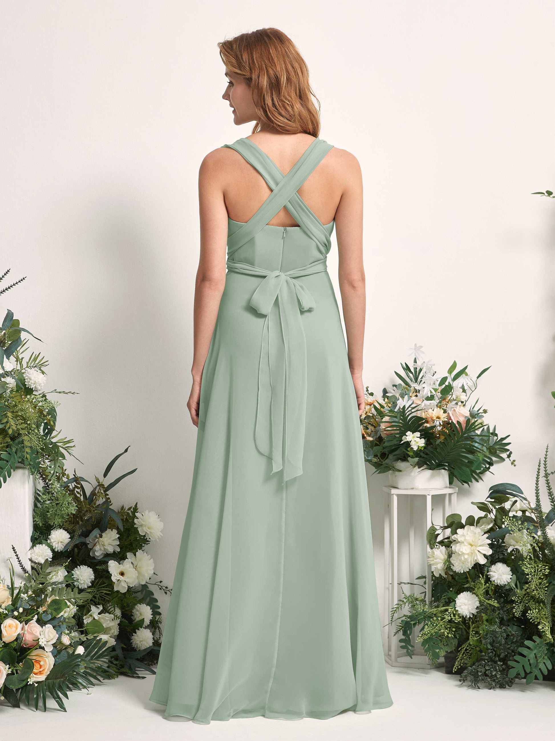 Carolyn Sage Green Halter Maxi Dress