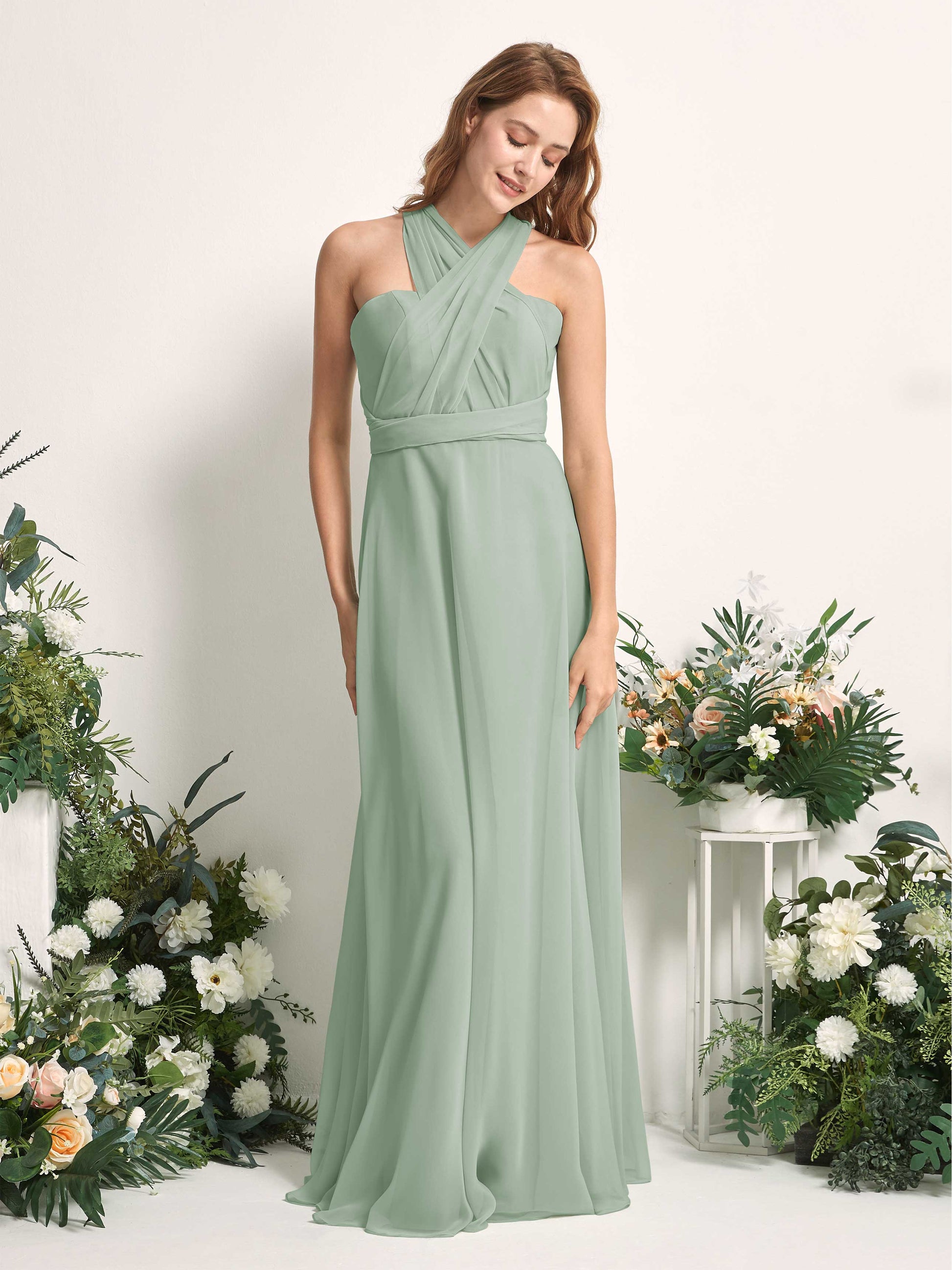 Carolyn Sage Green Halter Maxi Dress