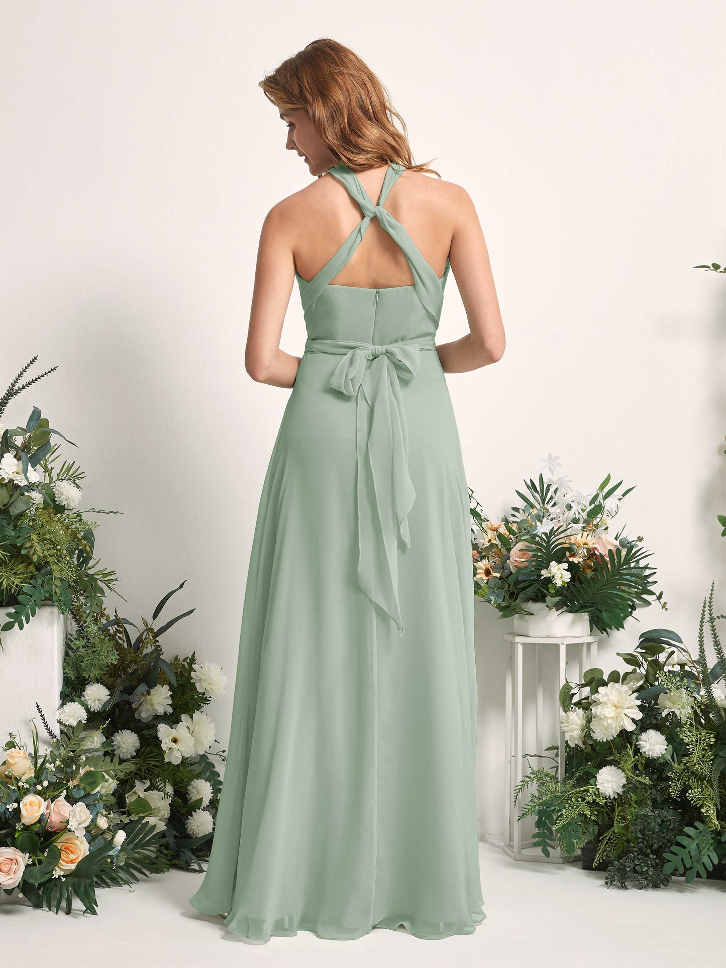 Carolyn Sage Green Halter Maxi Dress