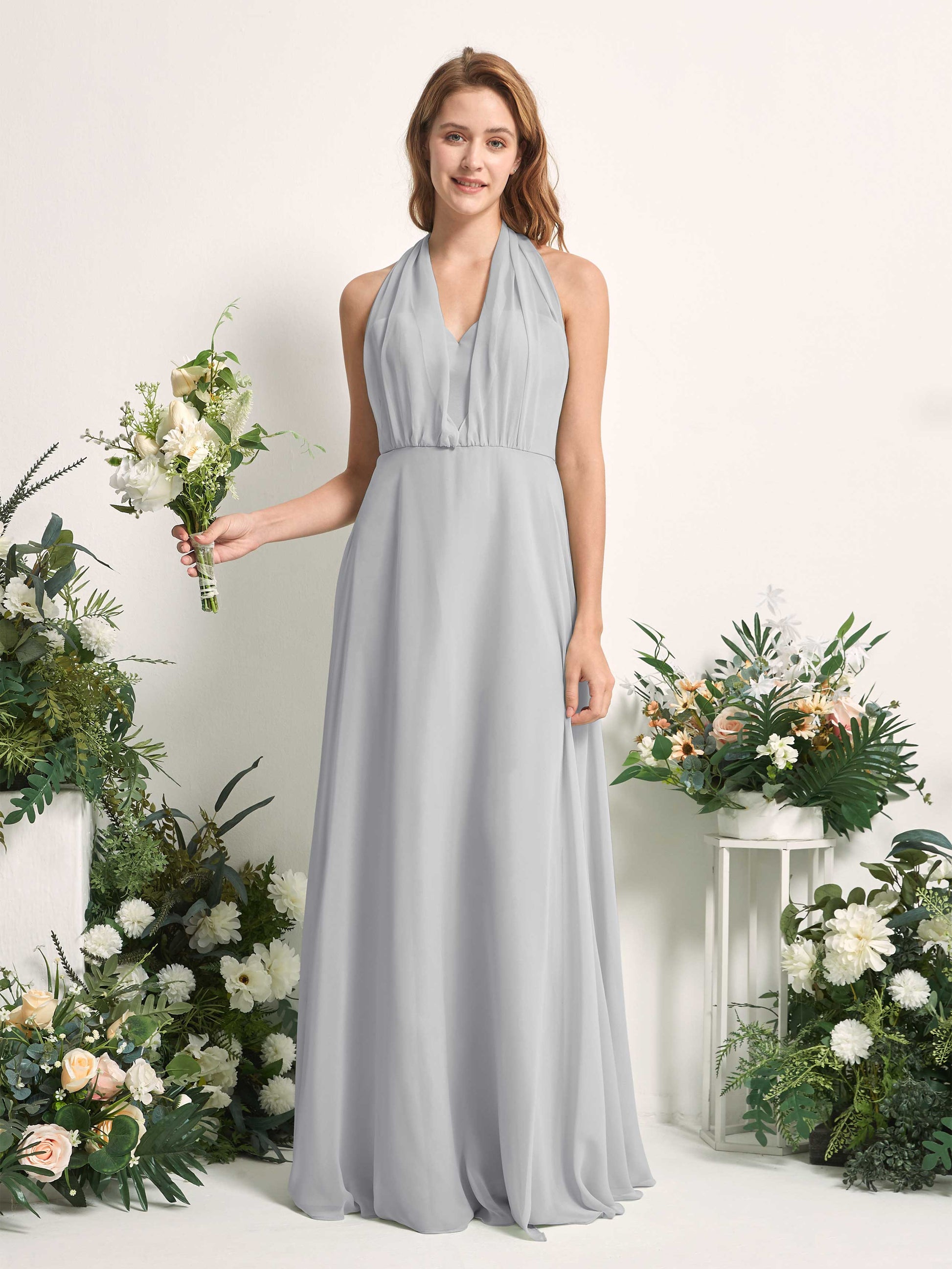 Carolyn Silver Halter Maxi Dress