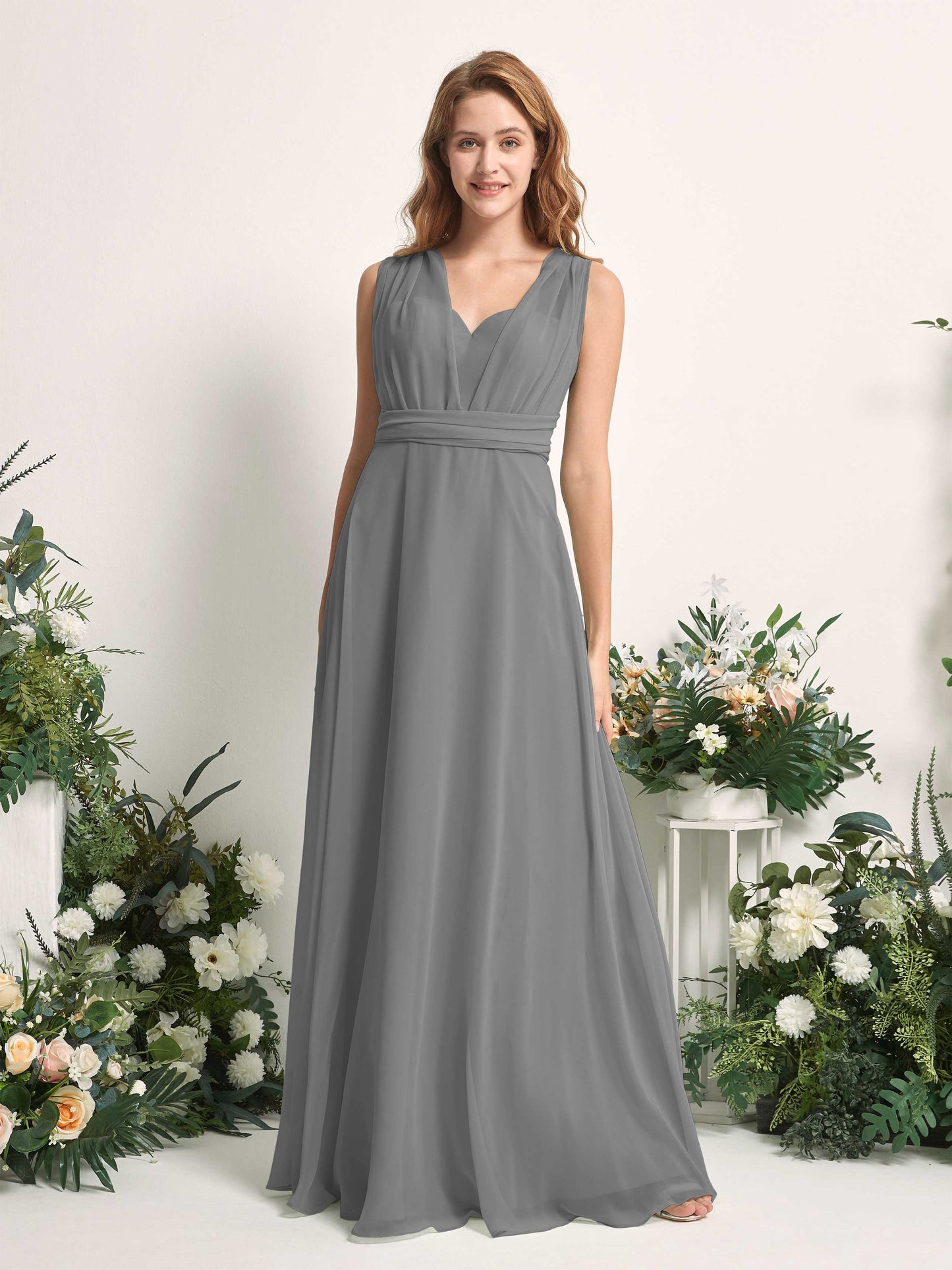 Carolyn Steel Gray Halter Maxi Dress