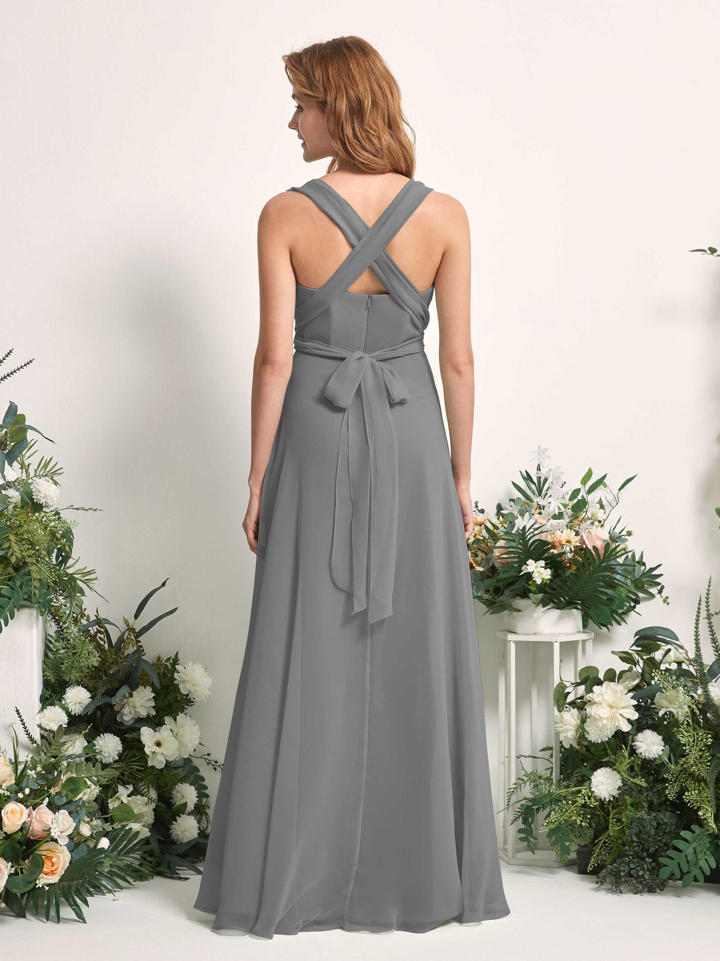 Carolyn Steel Gray Halter Maxi Dress