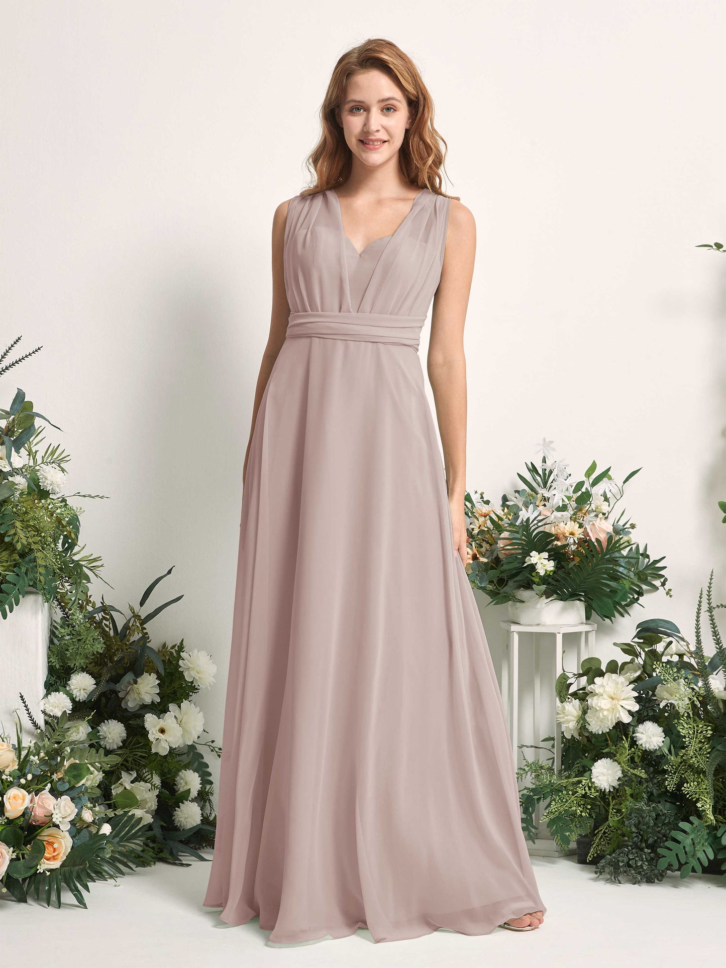 Carolyn Taupe Halter Maxi Dress