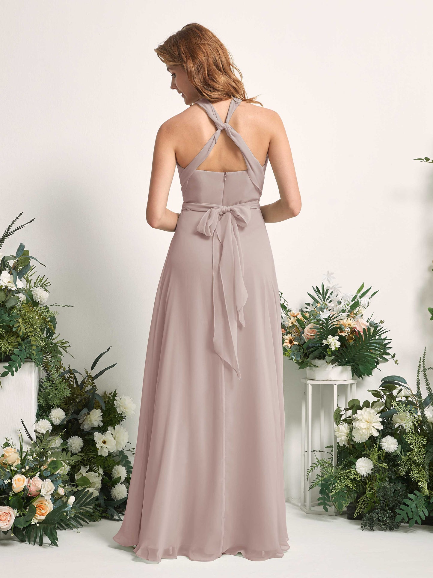 Carolyn Taupe Halter Maxi Dress