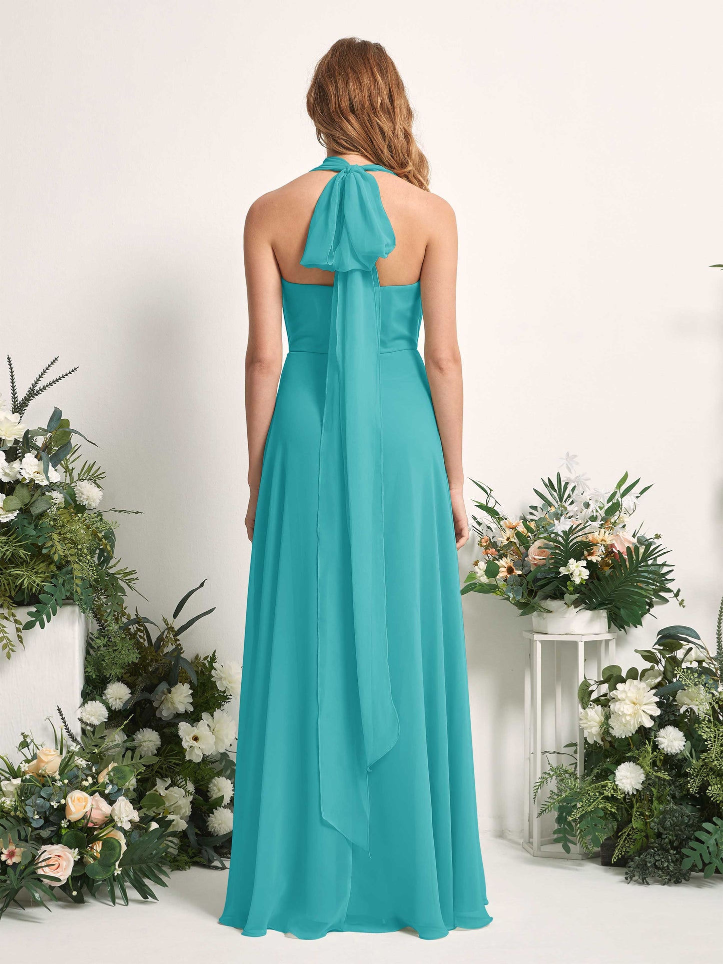 Carolyn Turquoise Halter Maxi Dress