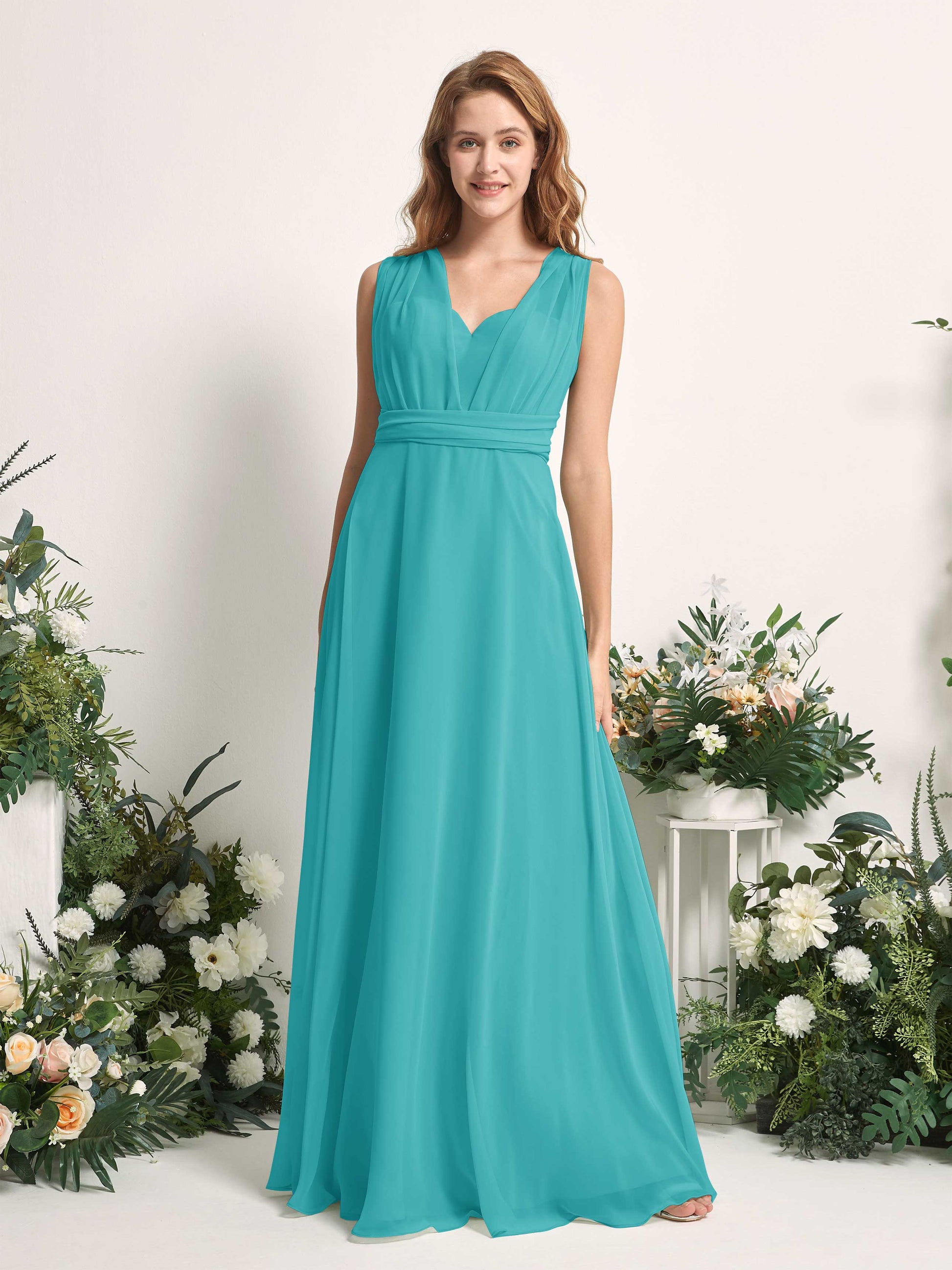 Carolyn Turquoise Halter Maxi Dress