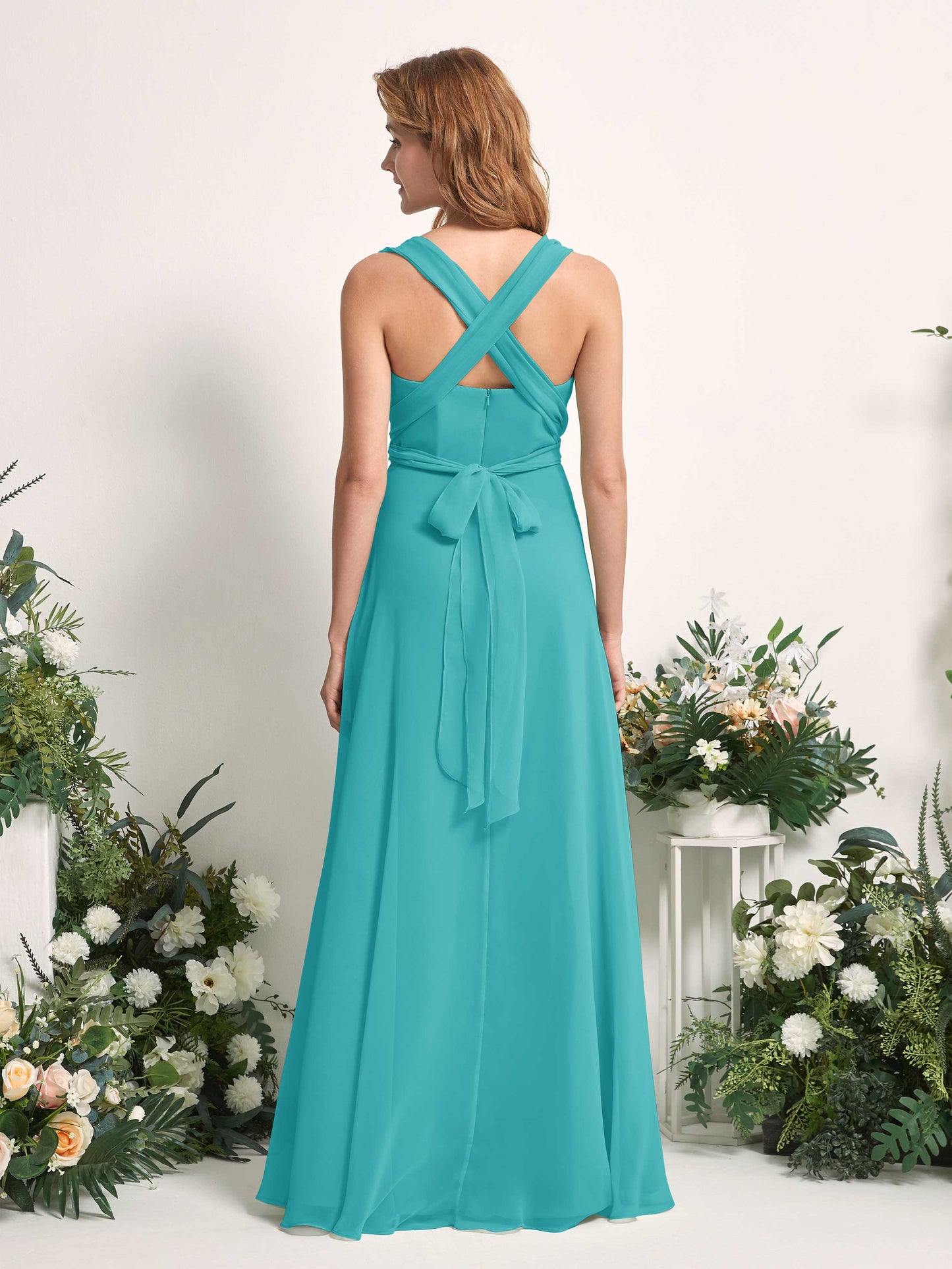 Carolyn Turquoise Halter Maxi Dress