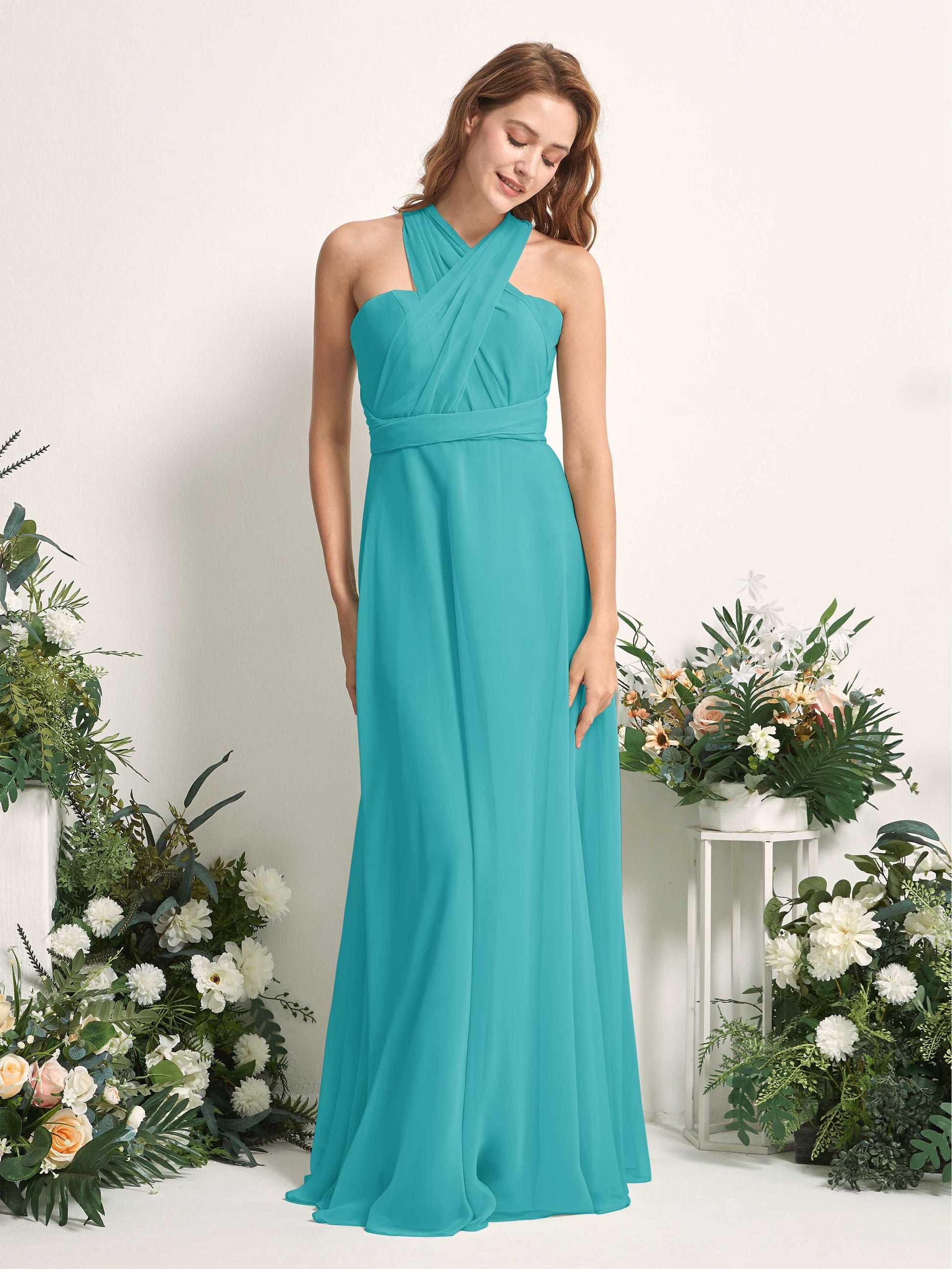 Carolyn Turquoise Halter Maxi Dress