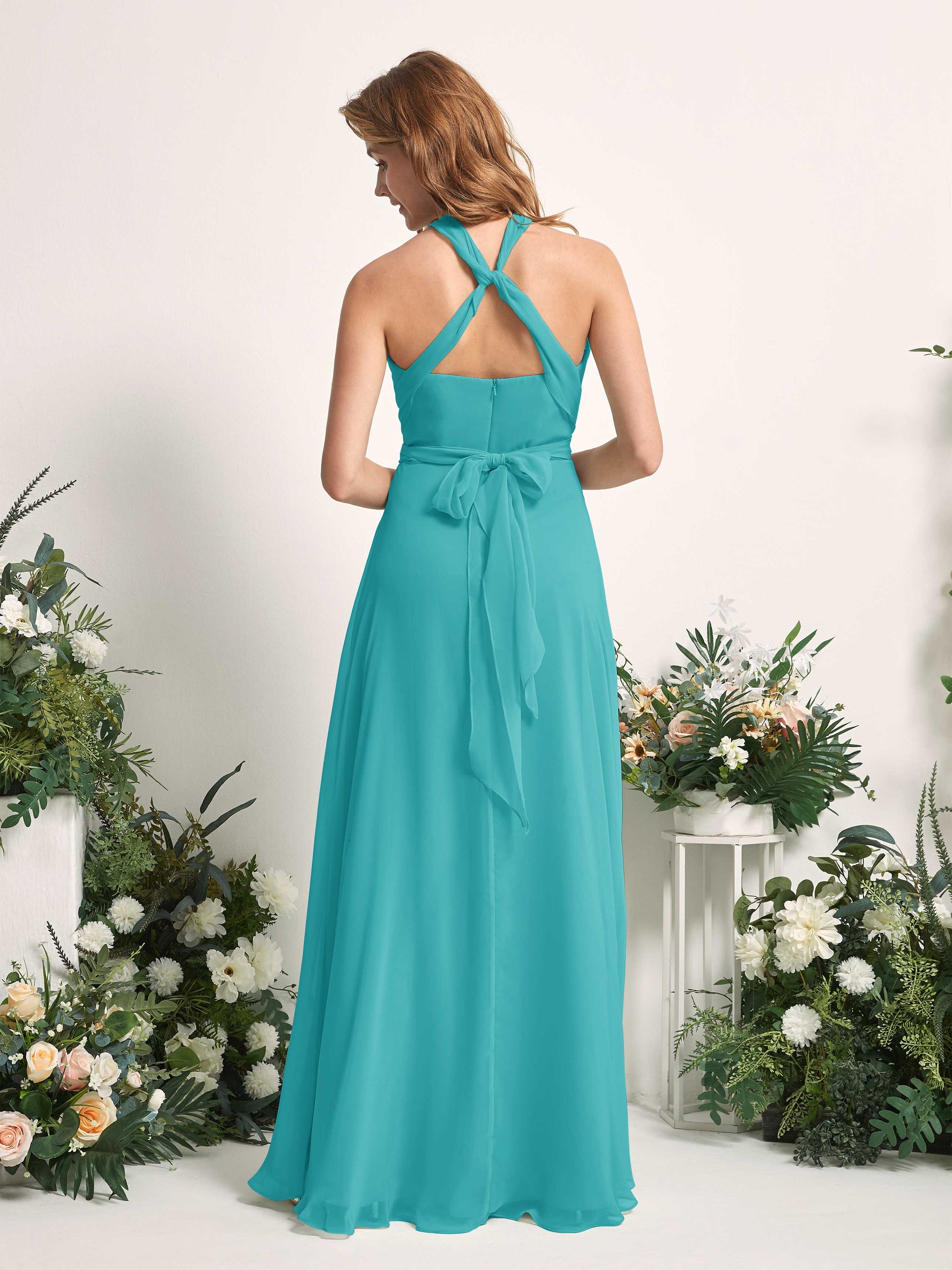 Carolyn Turquoise Halter Maxi Dress