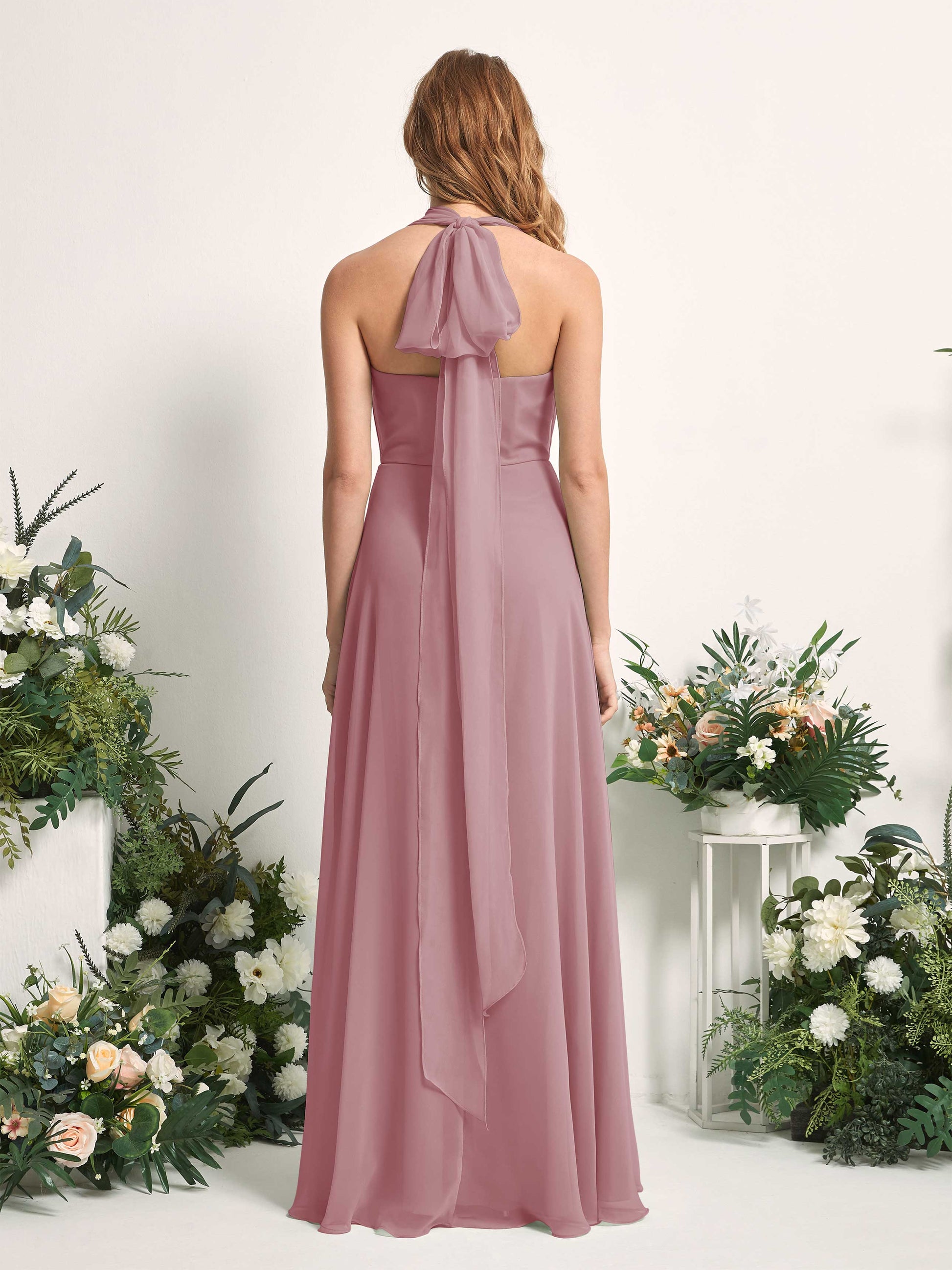 Carolyn Vintage Mauve Halter Maxi Dress