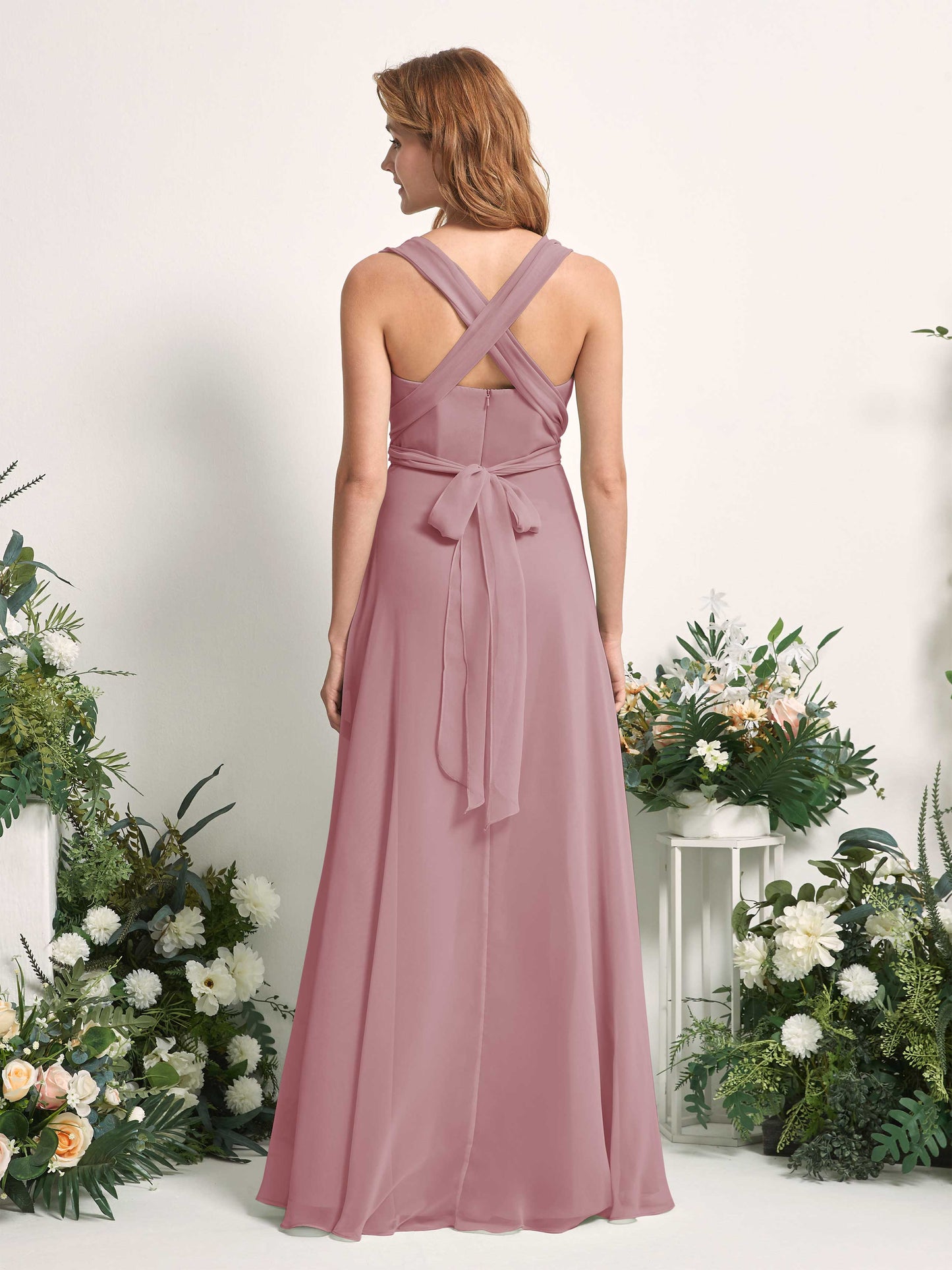 Carolyn Vintage Mauve Halter Maxi Dress