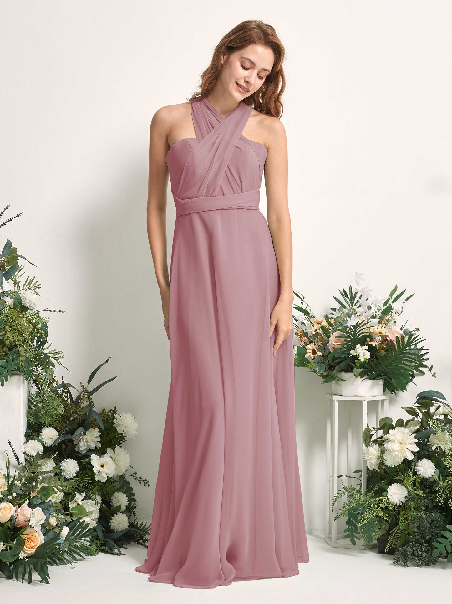 Carolyn Vintage Mauve Halter Maxi Dress