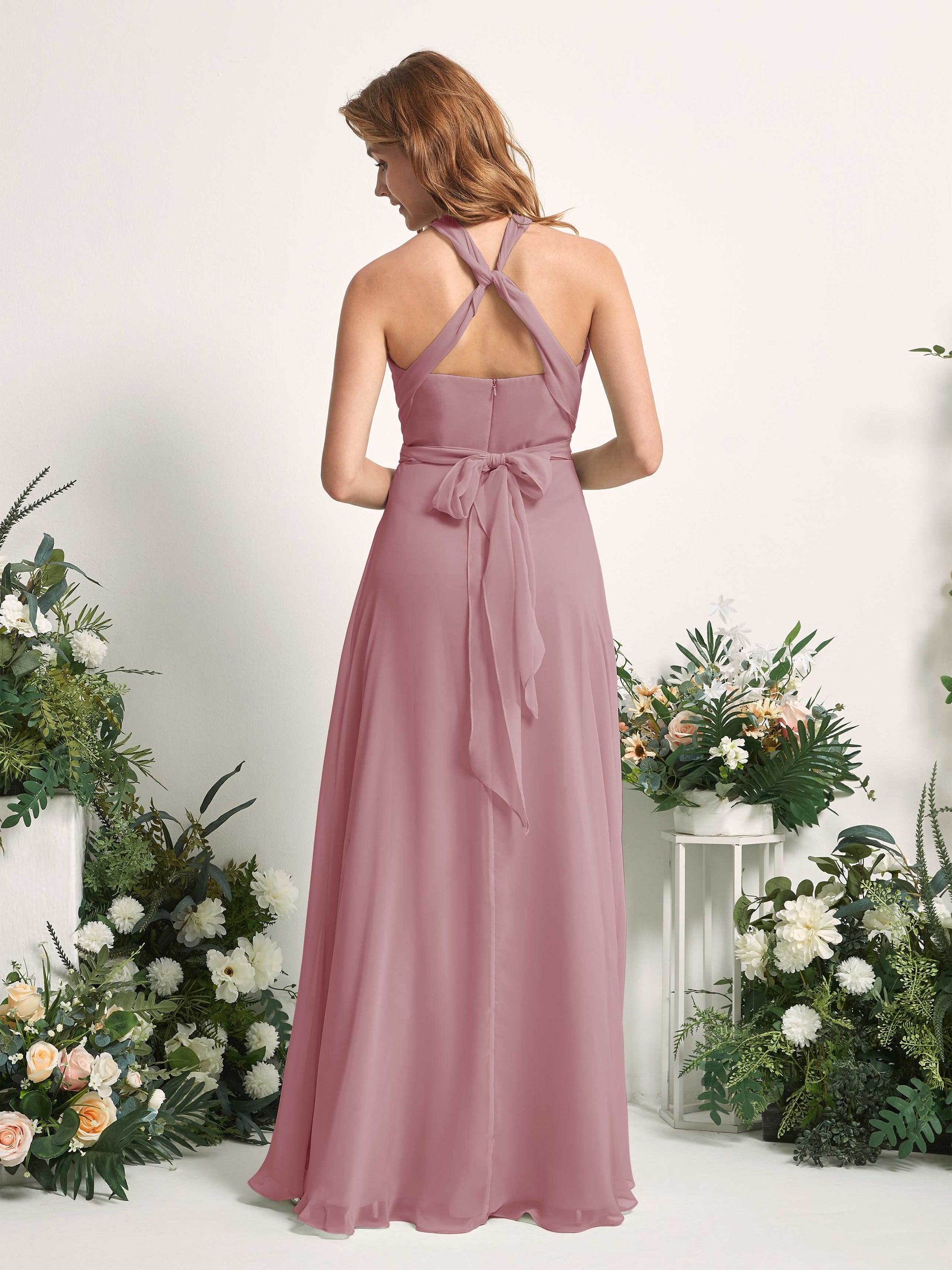 Carolyn Vintage Mauve Halter Maxi Dress