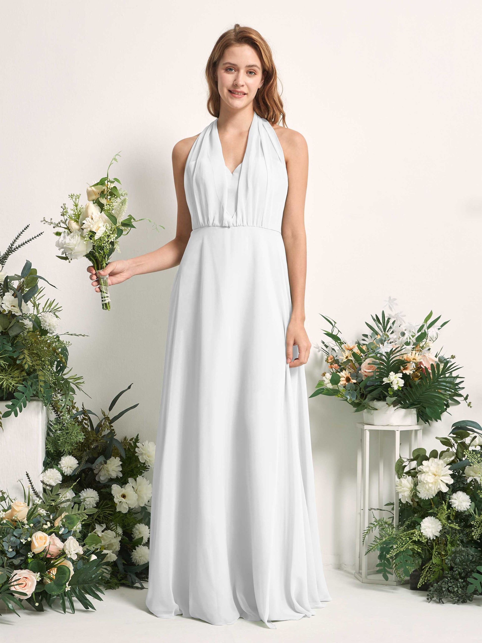 Carolyn White Halter Maxi Dress