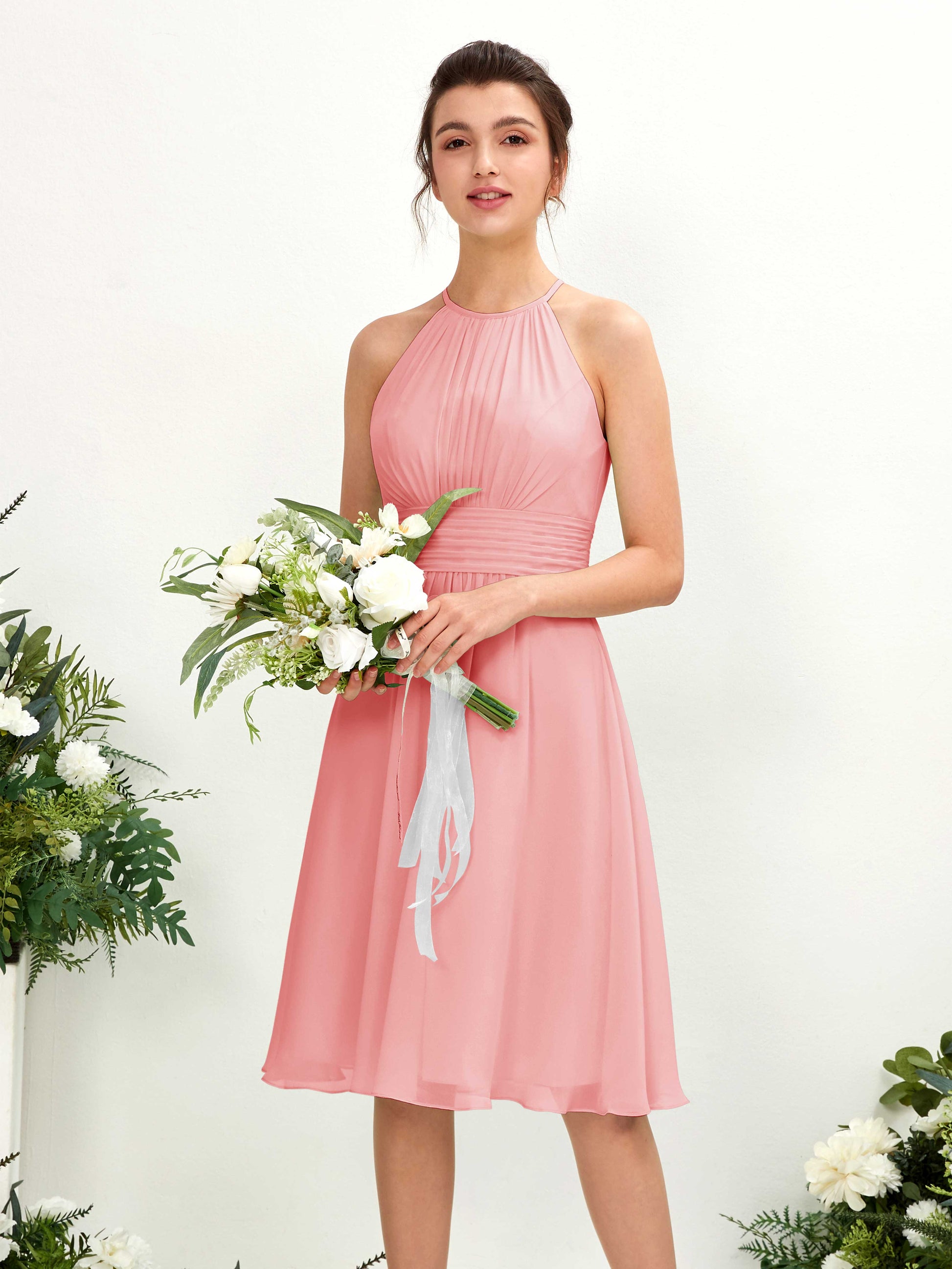 Cathie Ballet Pink Halter Midi Dress