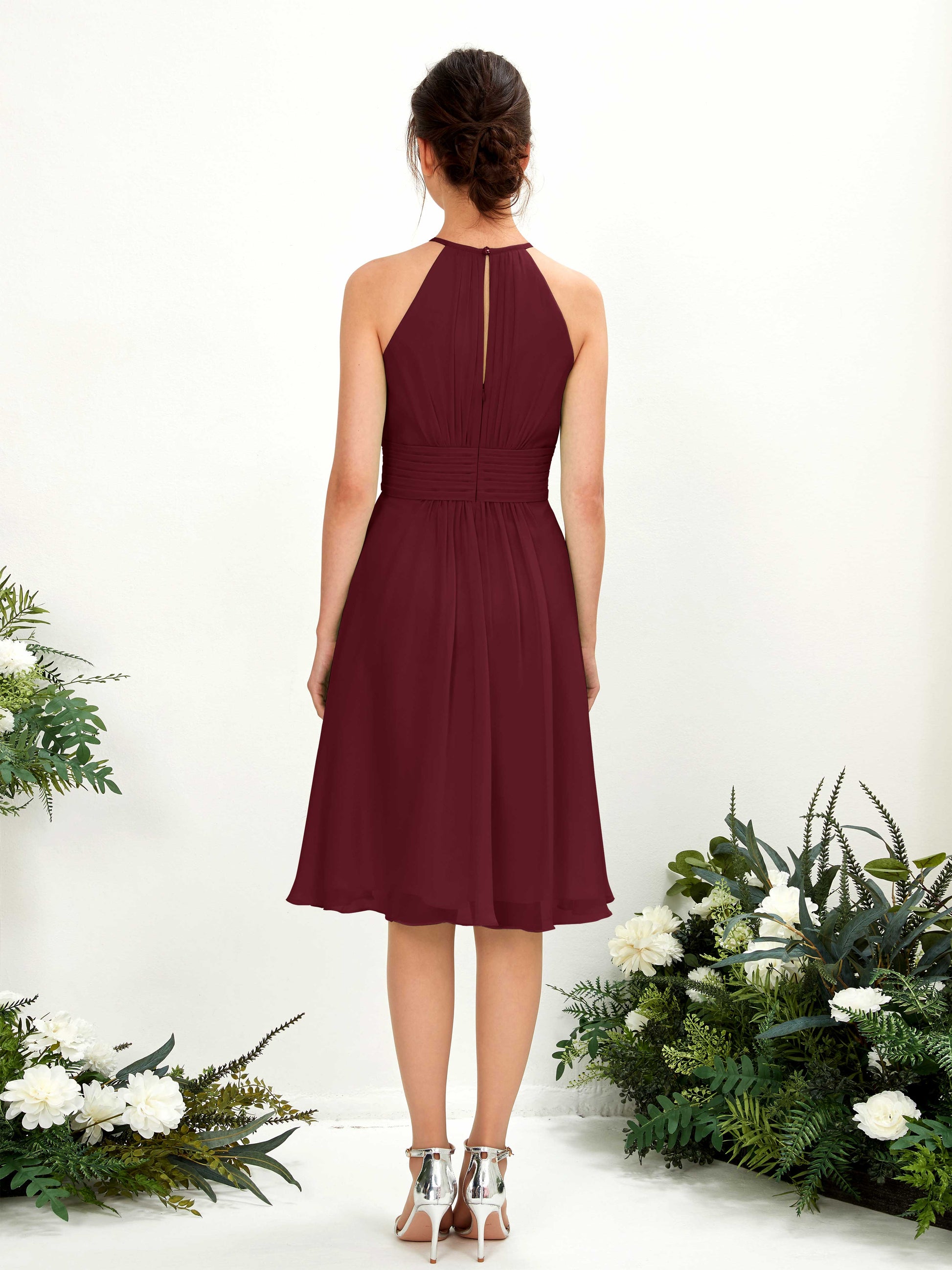 Cathie Burgundy Halter Midi Dress