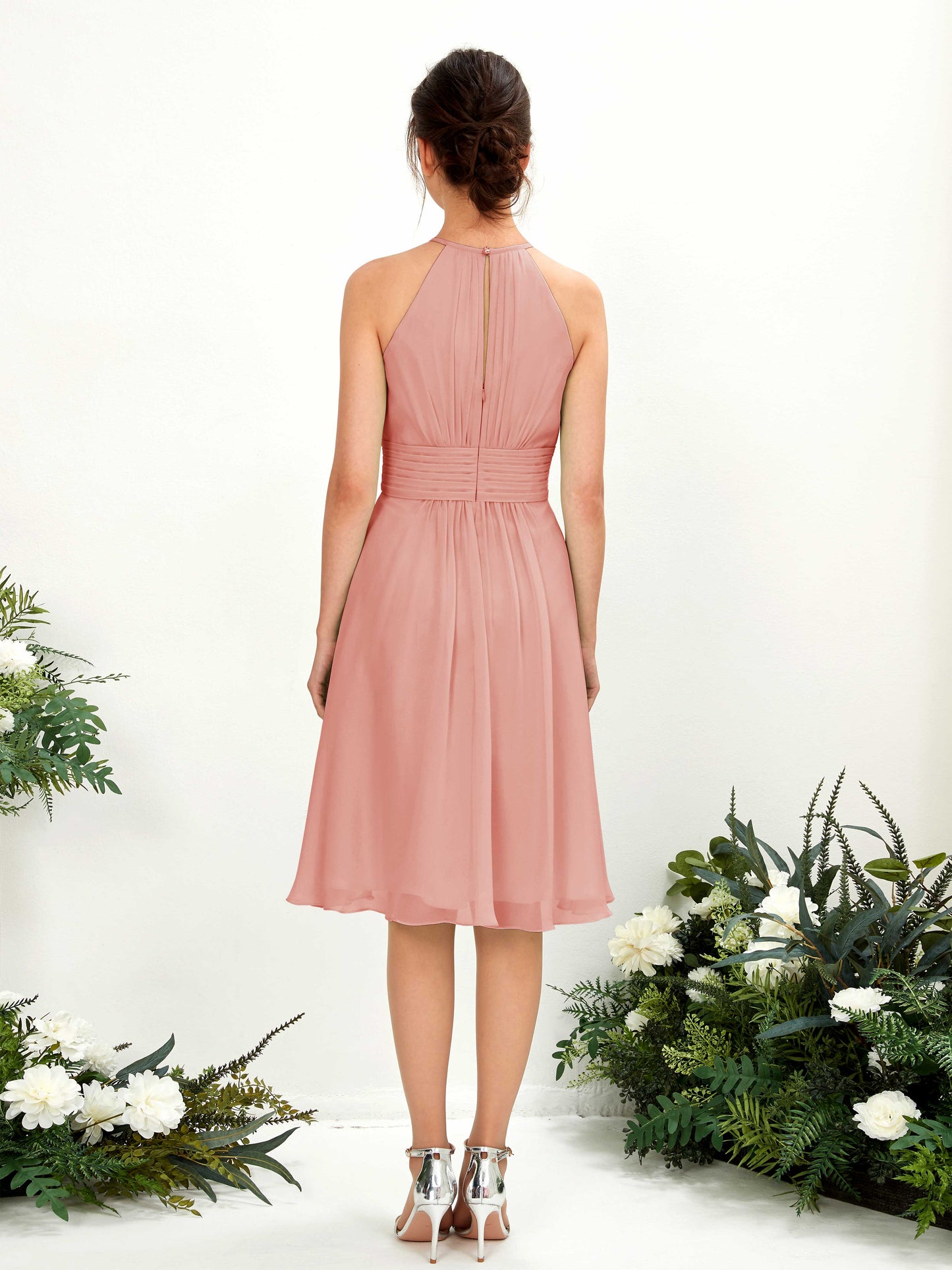 Cathie Champagne Rose Halter Midi Dress