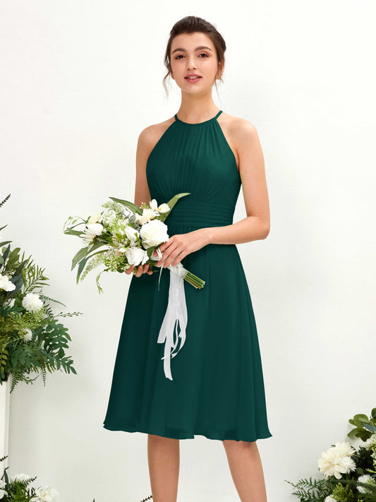 Cathie Dark Emerald Halter Midi Dress