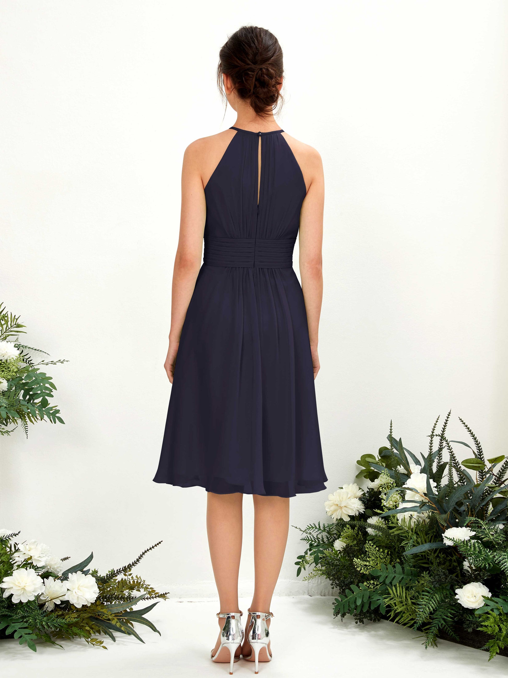 Cathie Dark Navy Halter Midi Dress