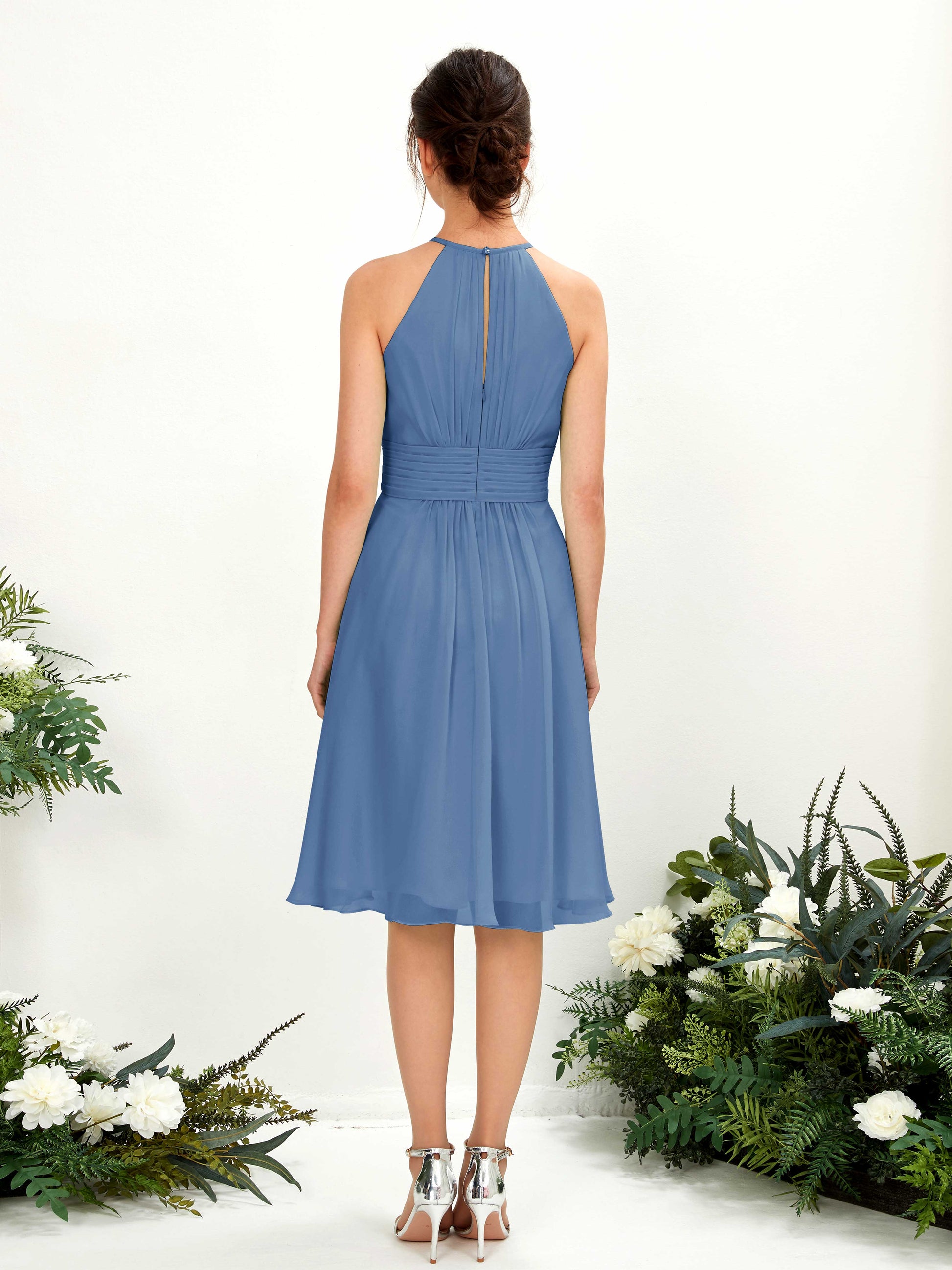 Cathie Dusty Blue Halter Midi Dress