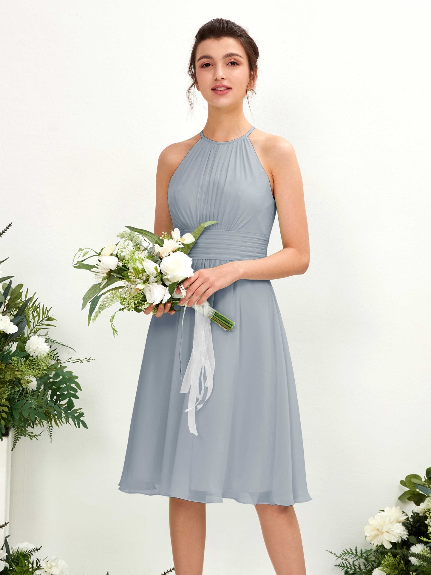 Cathie Dusty Blue-Upgrade Halter Midi Dress