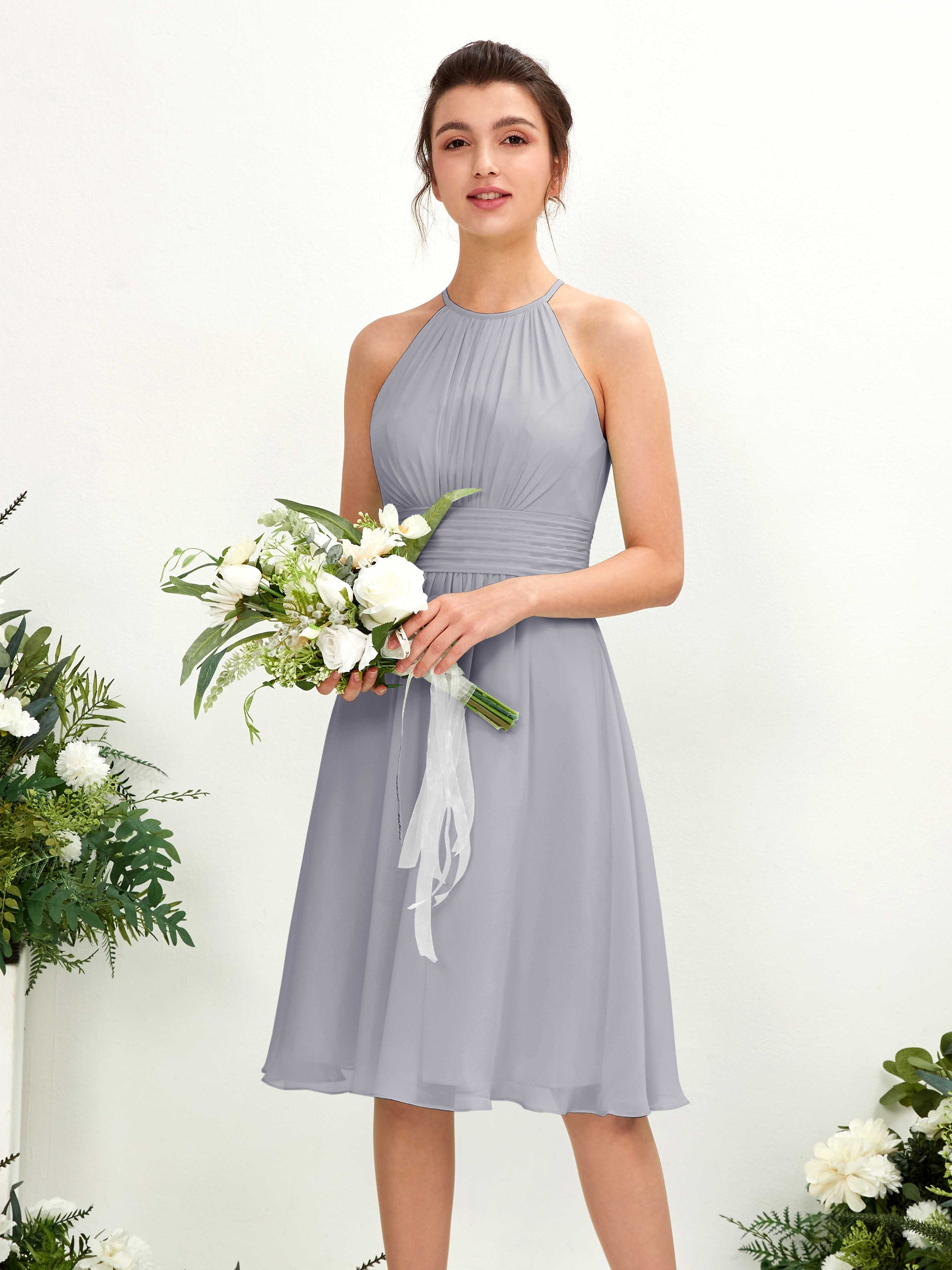 Cathie Dusty Lavender Halter Midi Dress