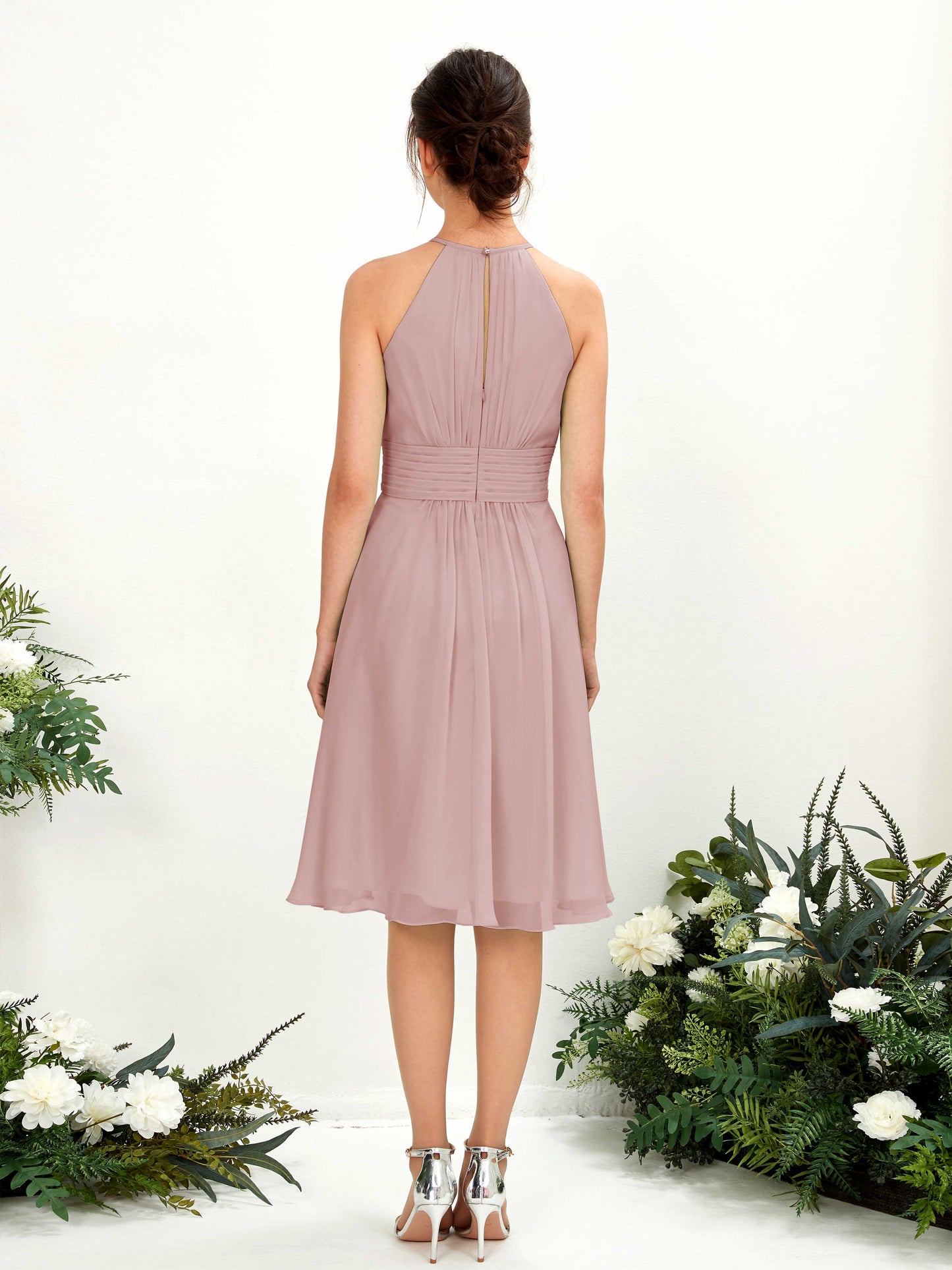 Cathie Dusty Rose Halter Midi Dress