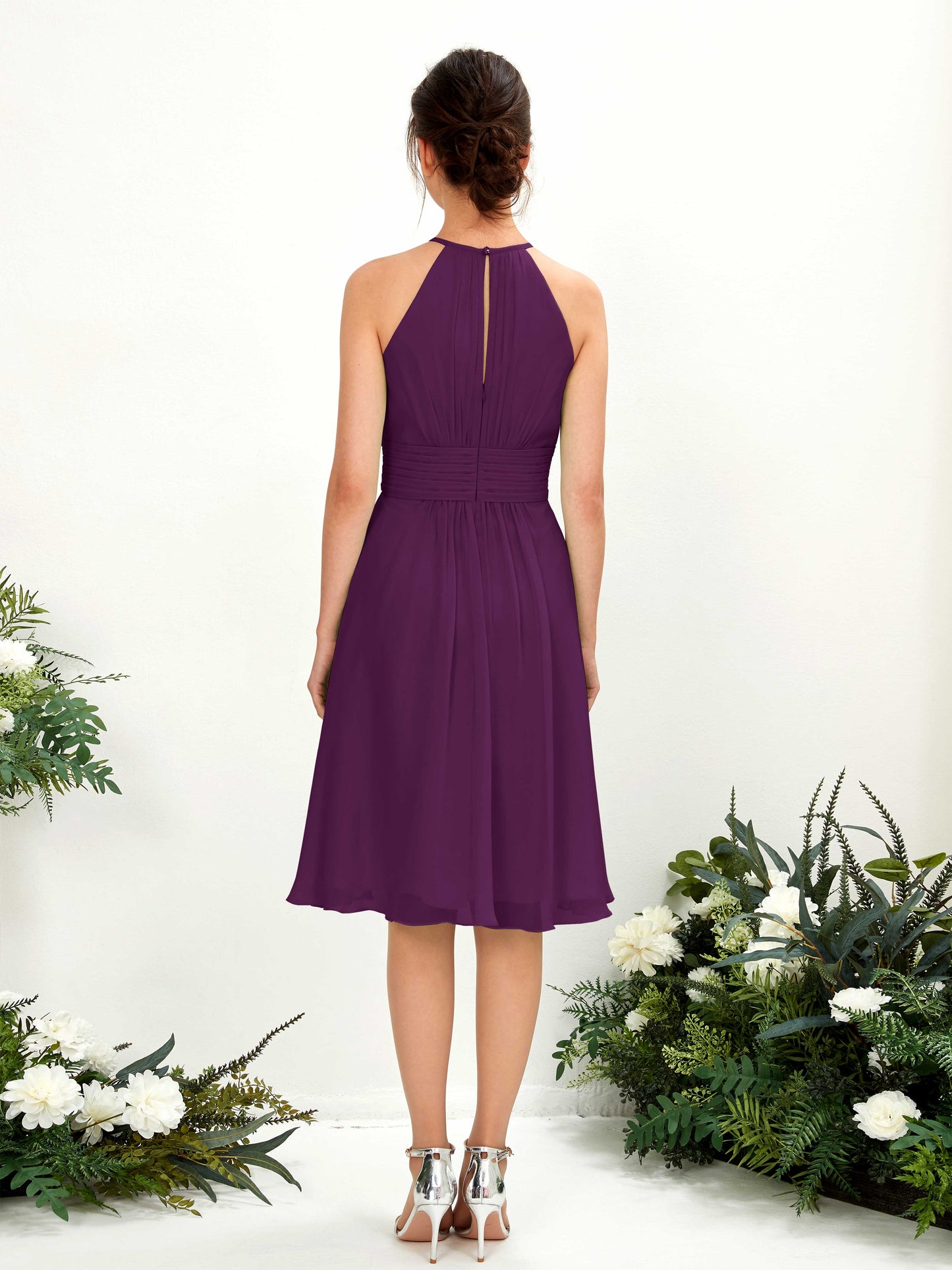 Cathie Grape Halter Midi Dress