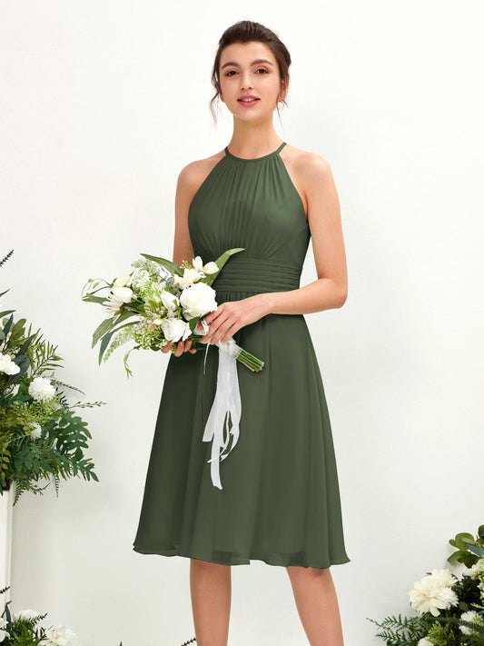 Cathie Martini Olive Halter Midi Dress