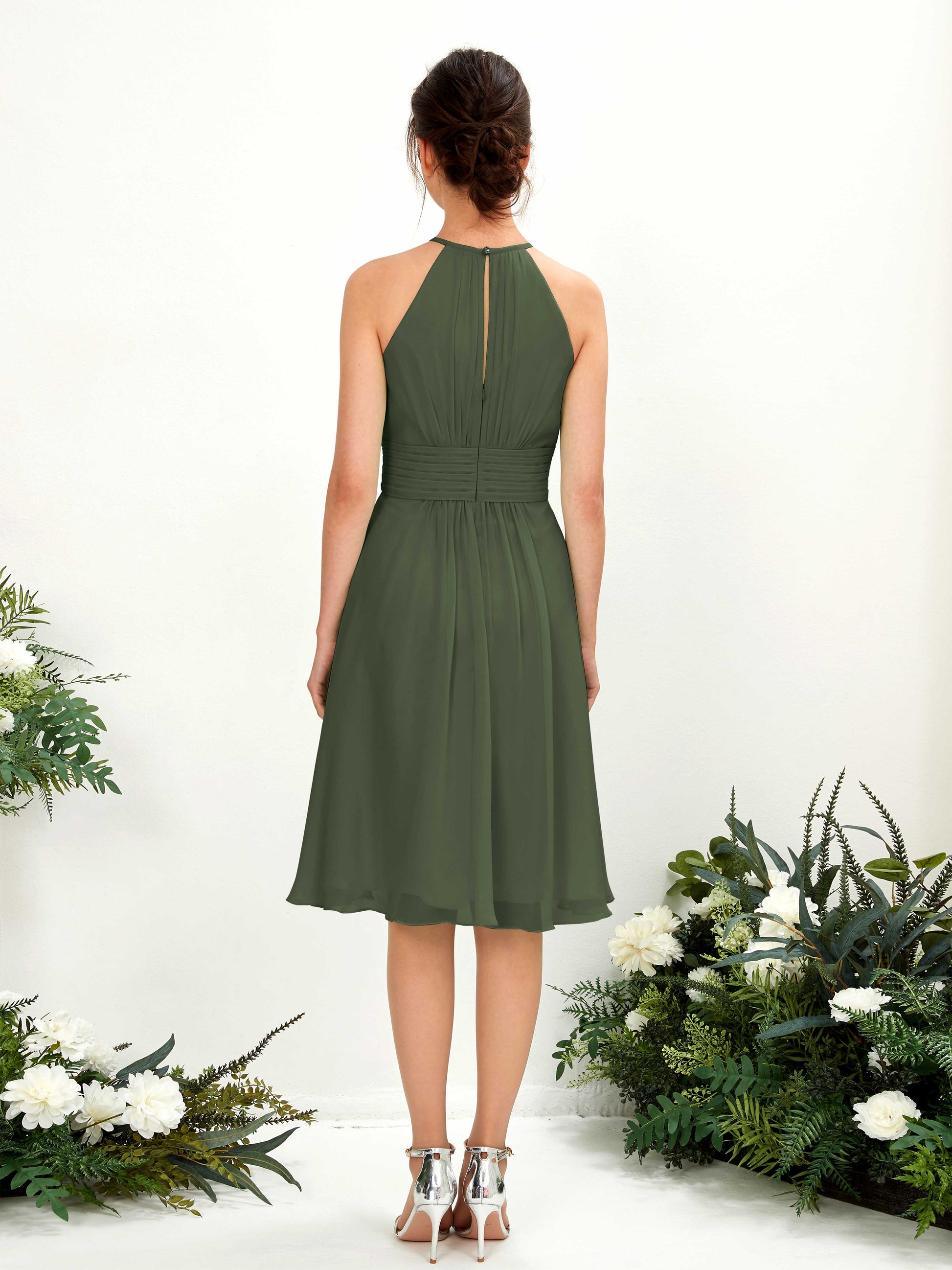 Cathie Martini Olive Halter Midi Dress