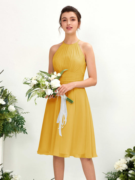 Cathie Mustard Yellow Halter Midi Dress