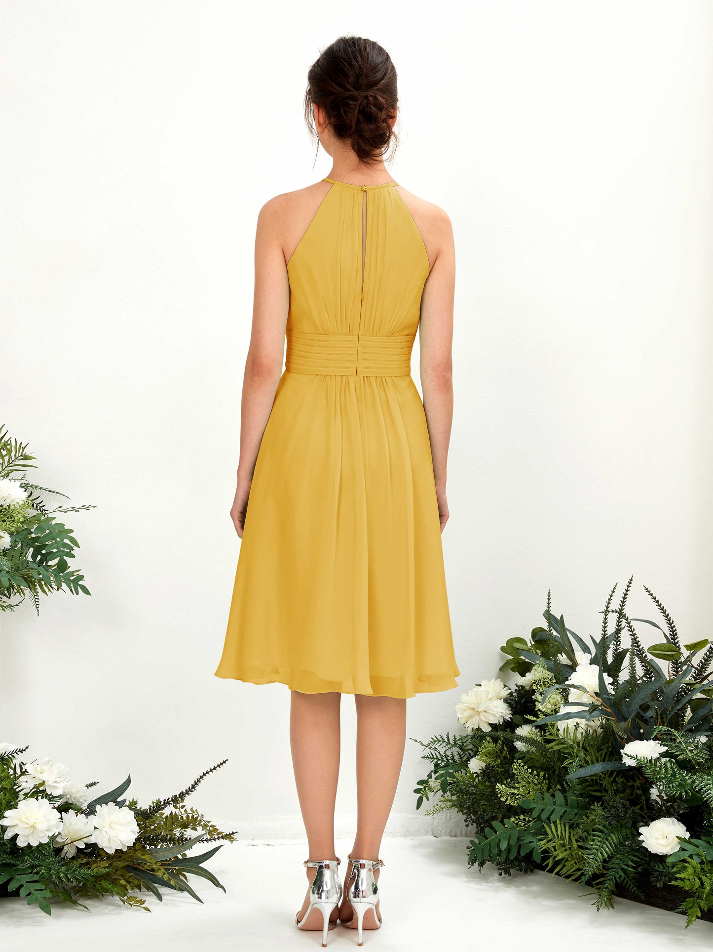 Cathie Mustard Yellow Halter Midi Dress