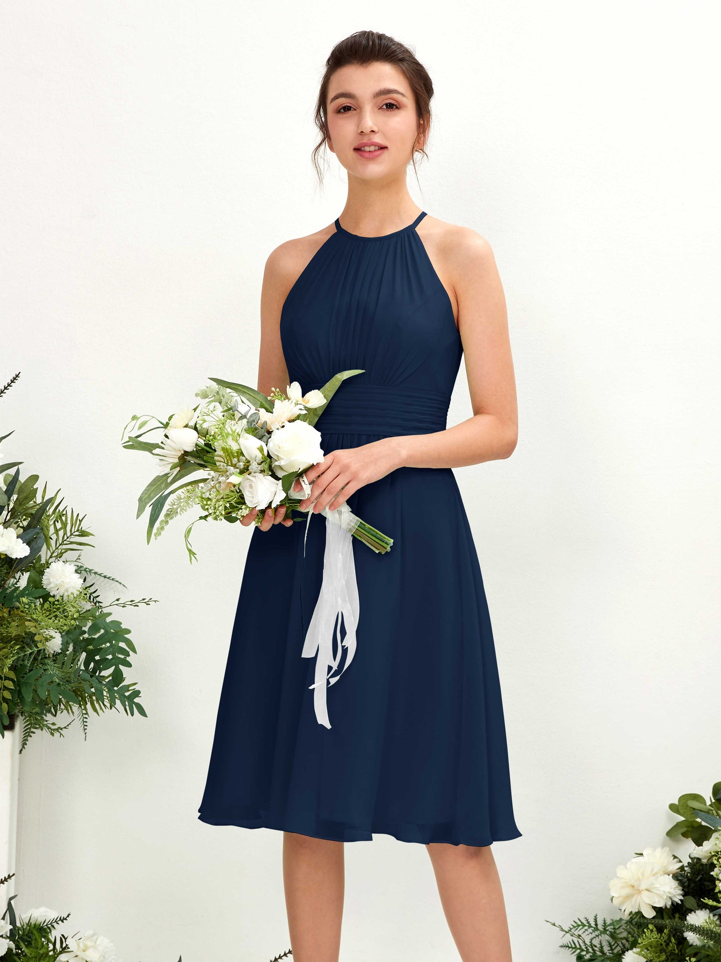 Cathie Navy Halter Midi Dress