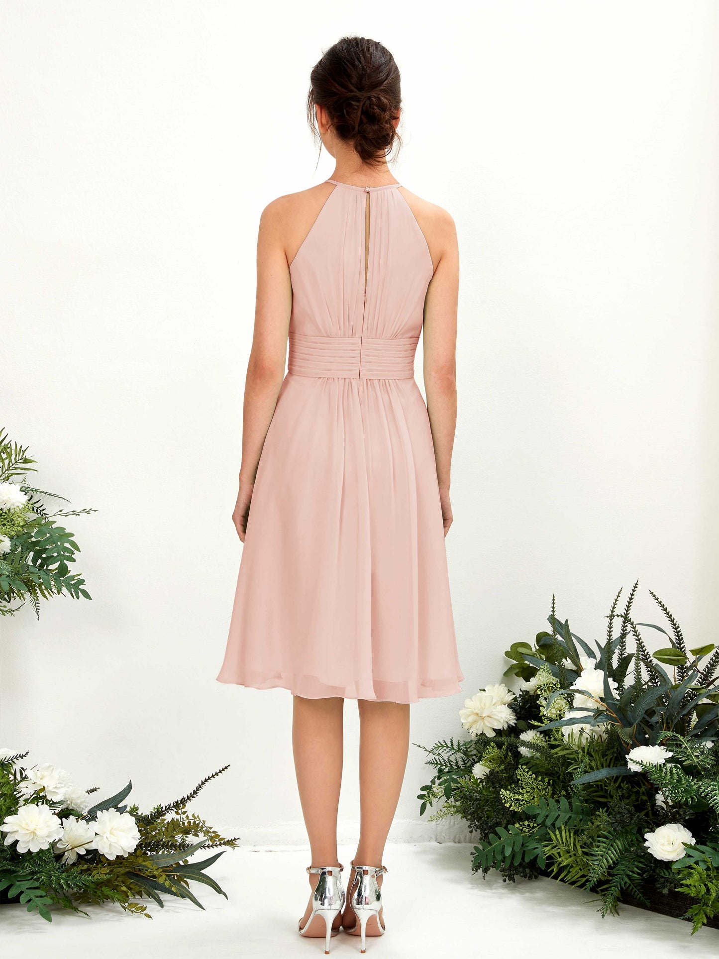 Cathie Pearl Pink Halter Midi Dress