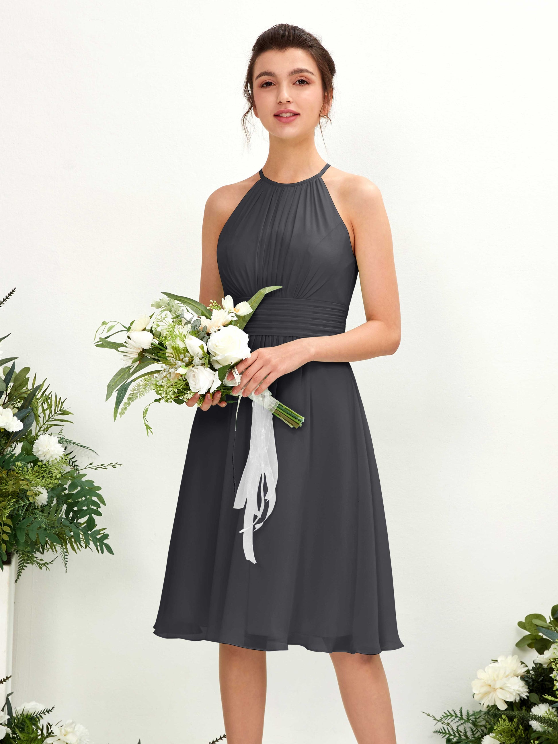 Cathie Pewter Halter Midi Dress