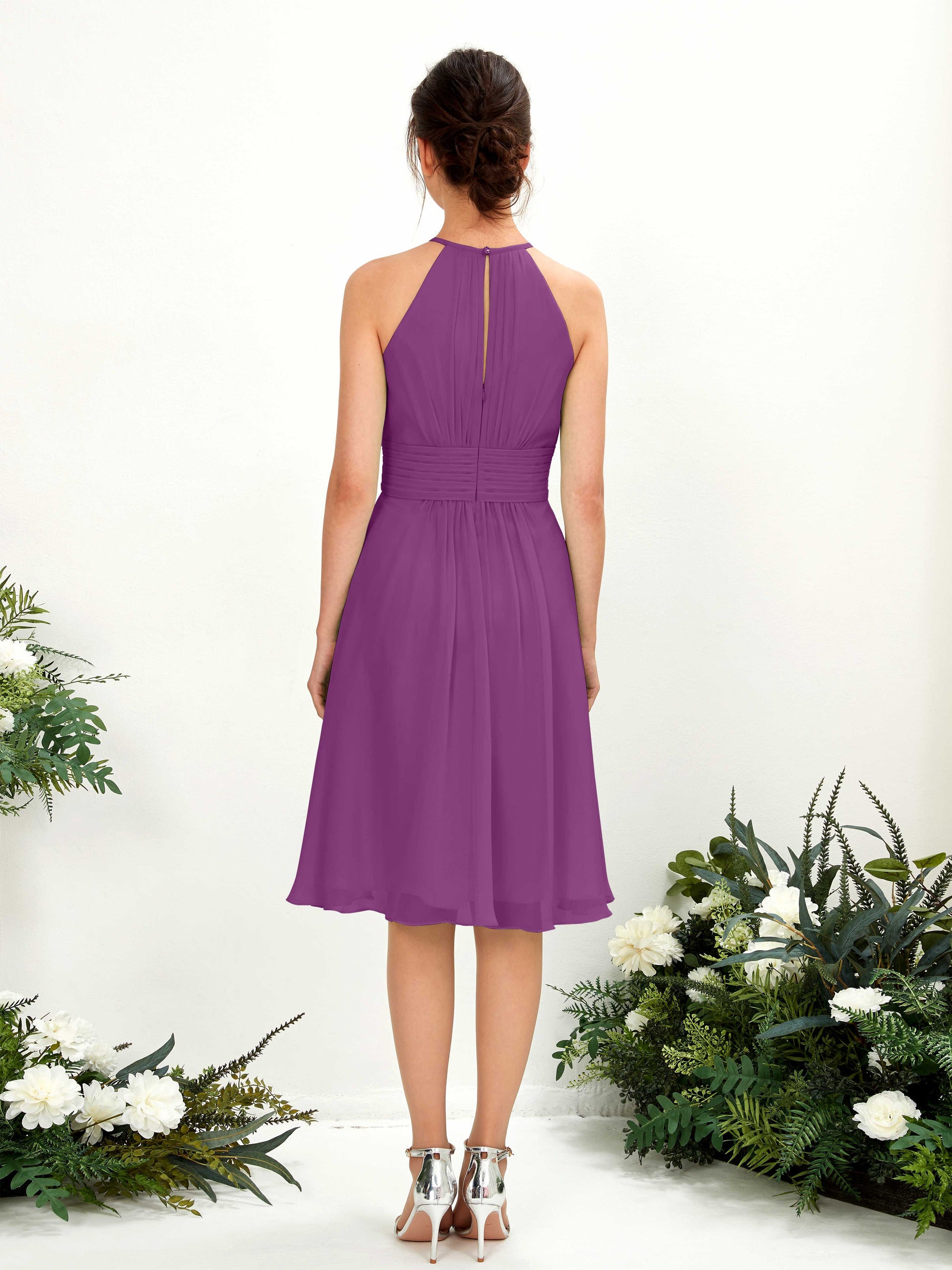 Cathie Purple Halter Midi Dress