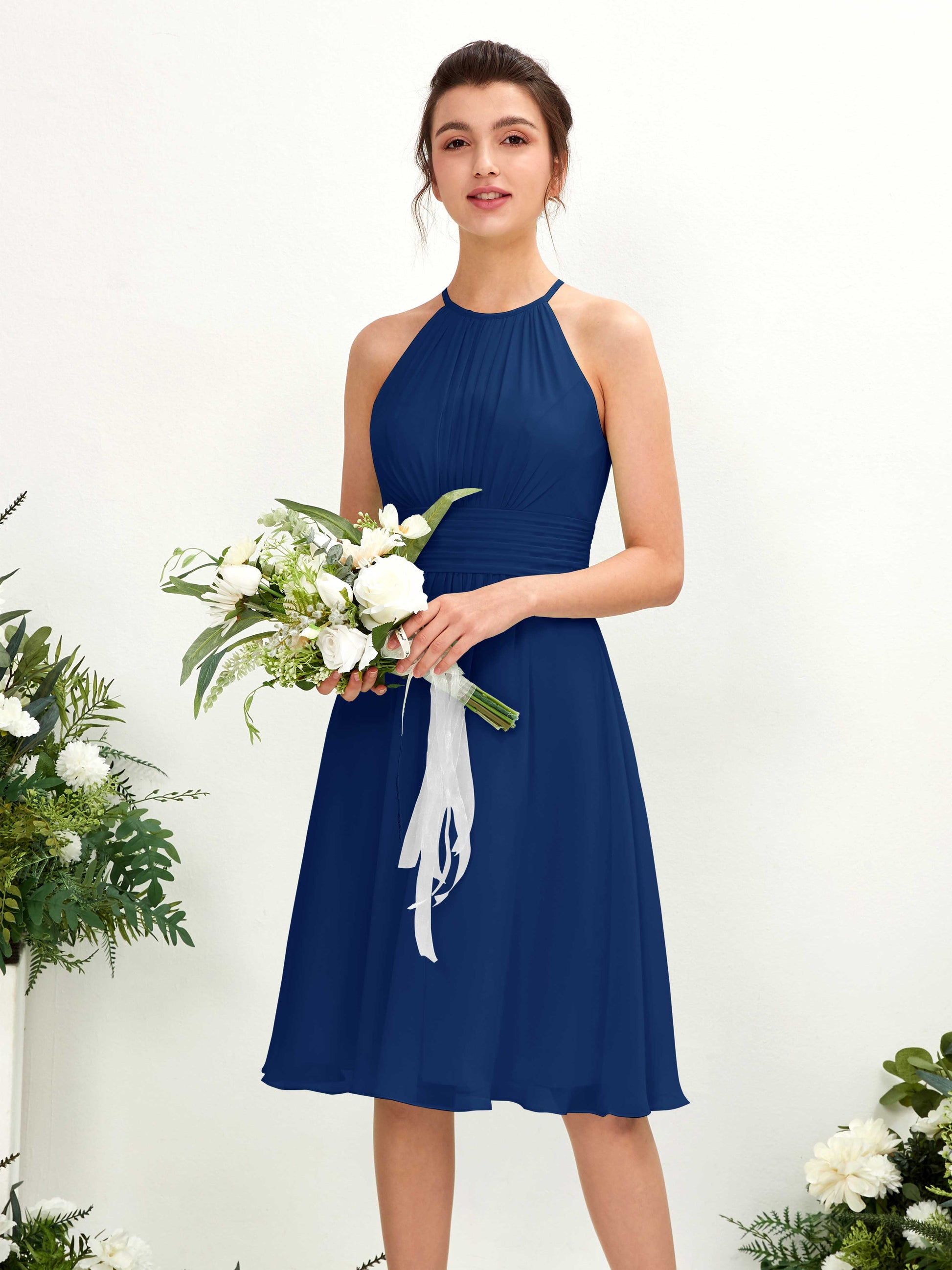 Cathie Royal Blue Halter Midi Dress