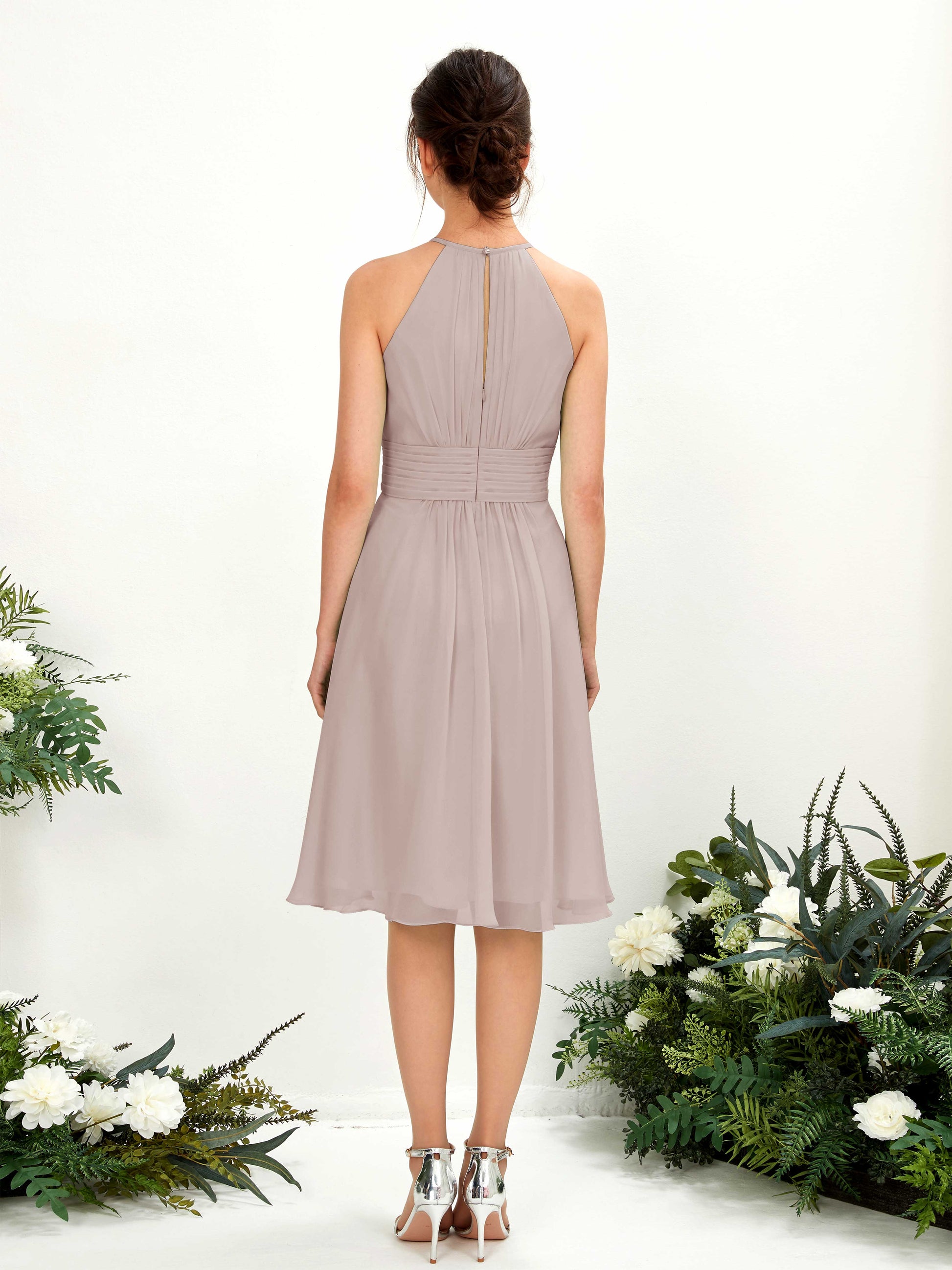 Cathie Taupe Halter Midi Dress