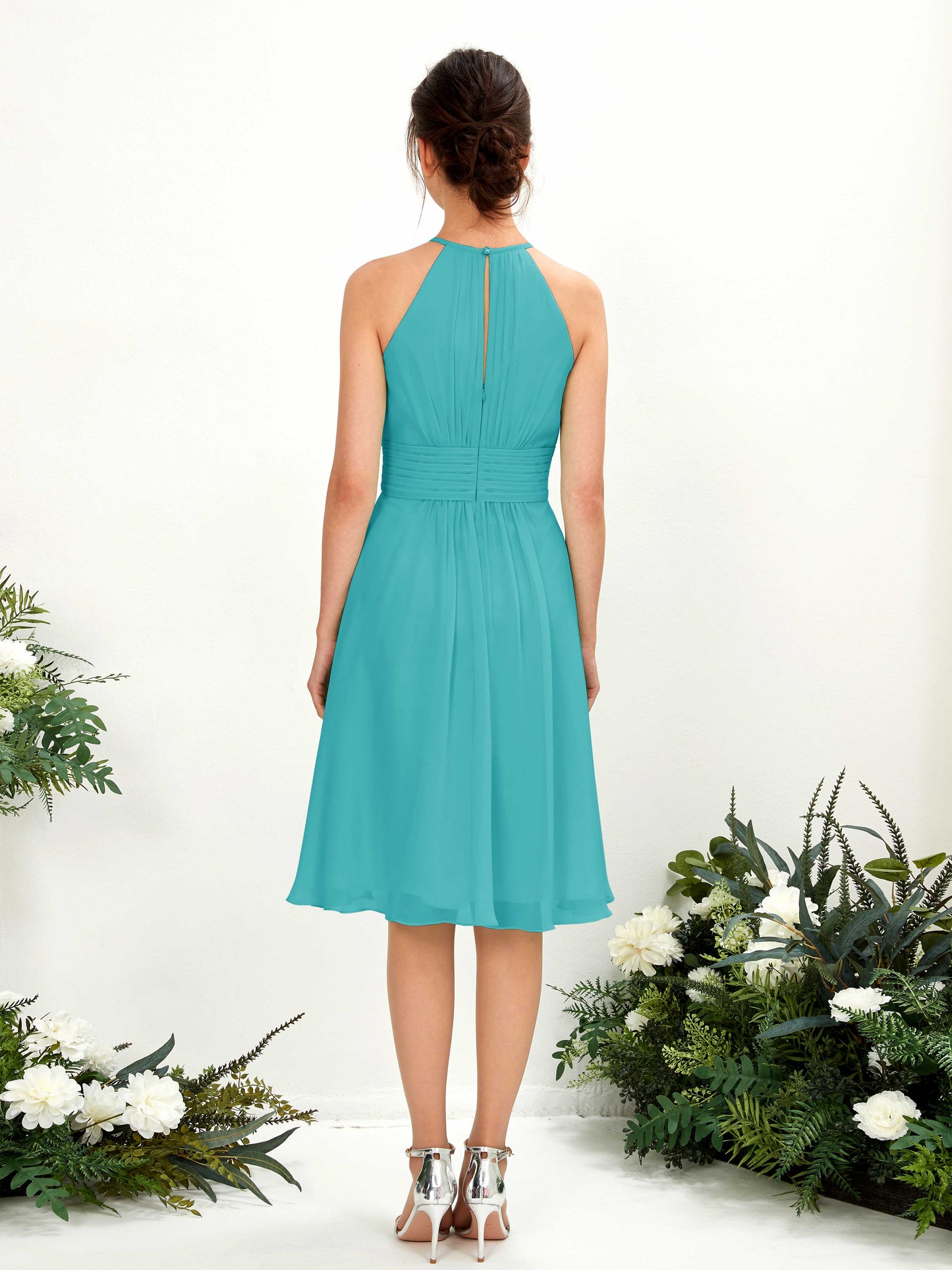 Cathie Turquoise Halter Midi Dress