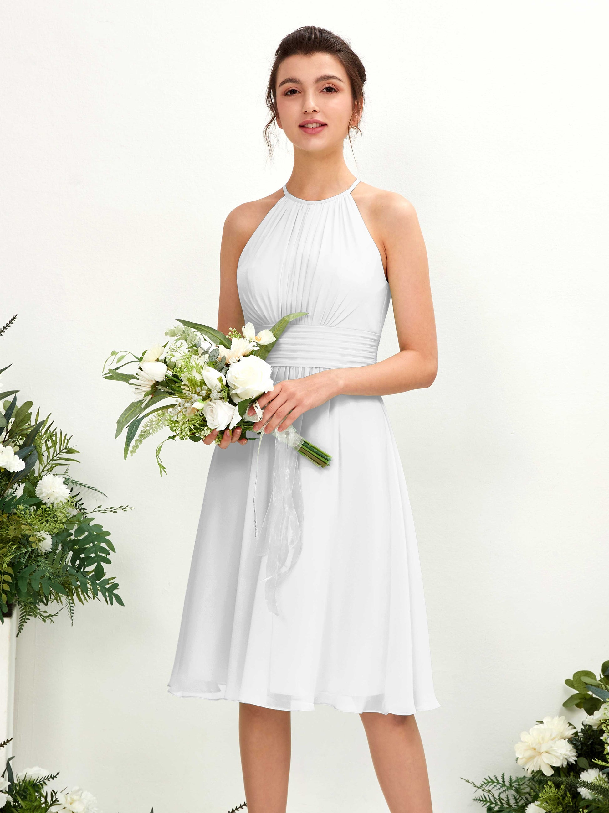 Cathie White Halter Midi Dress