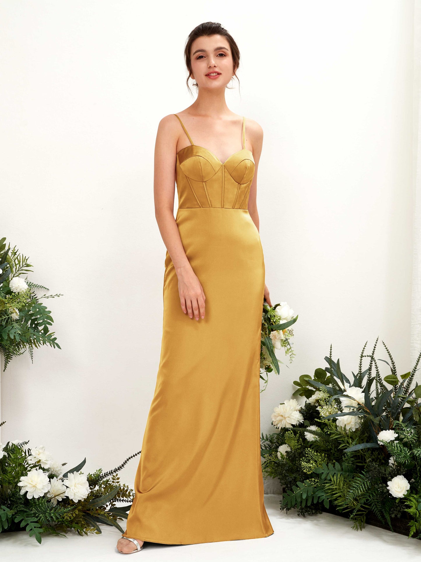 Cathy Canary Satin Sleeveless Maxi Dress