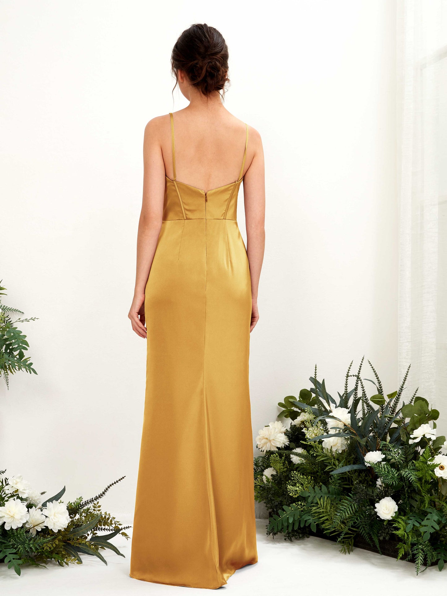 Cathy Canary Satin Sleeveless Maxi Dress