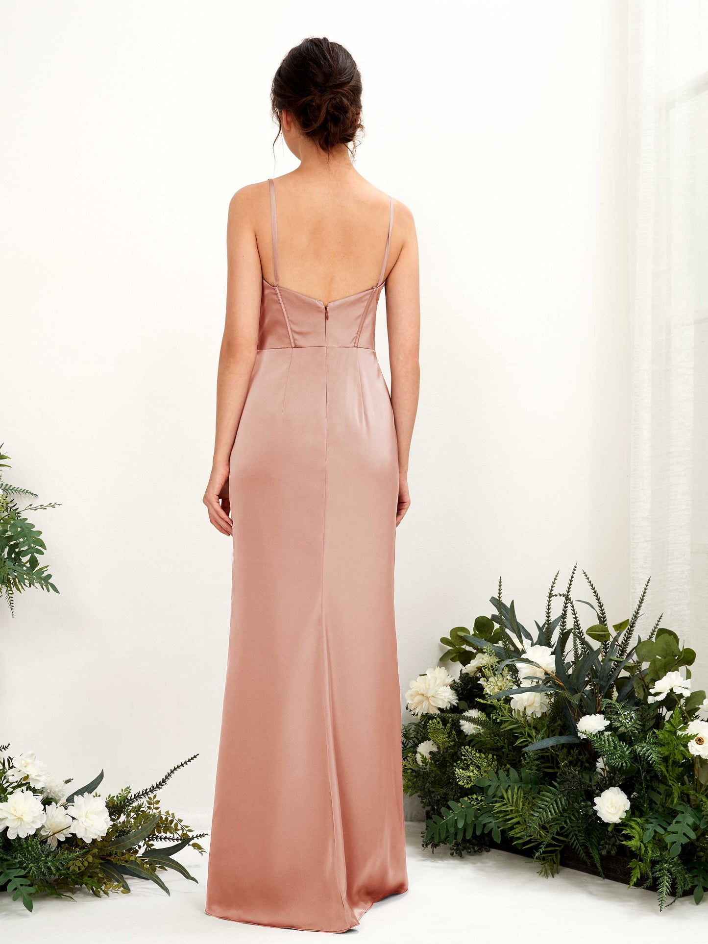 Cathy Cantaloupe Satin Sleeveless Maxi Dress