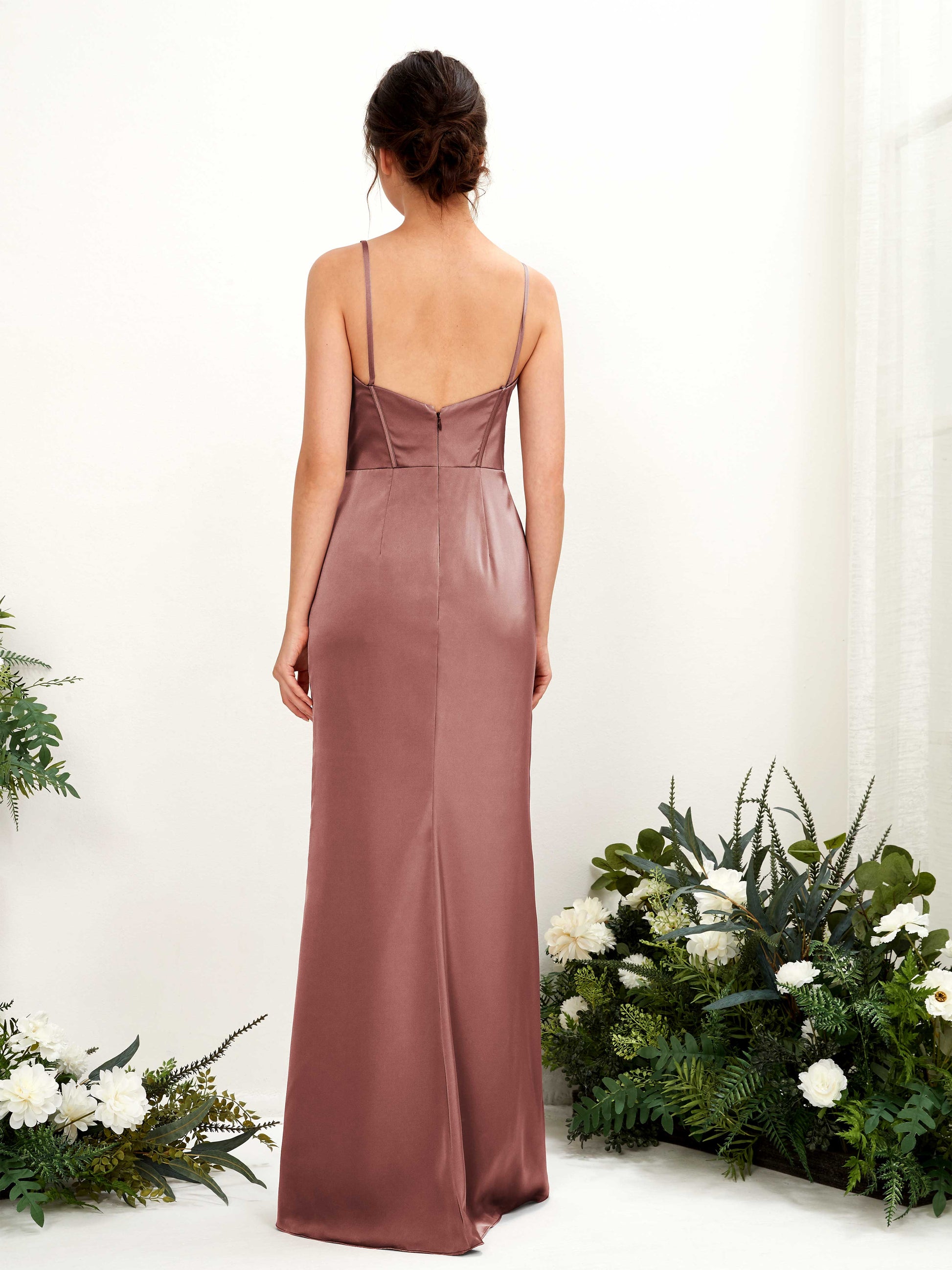 Cathy Desert Rose Satin Sleeveless Maxi Dress