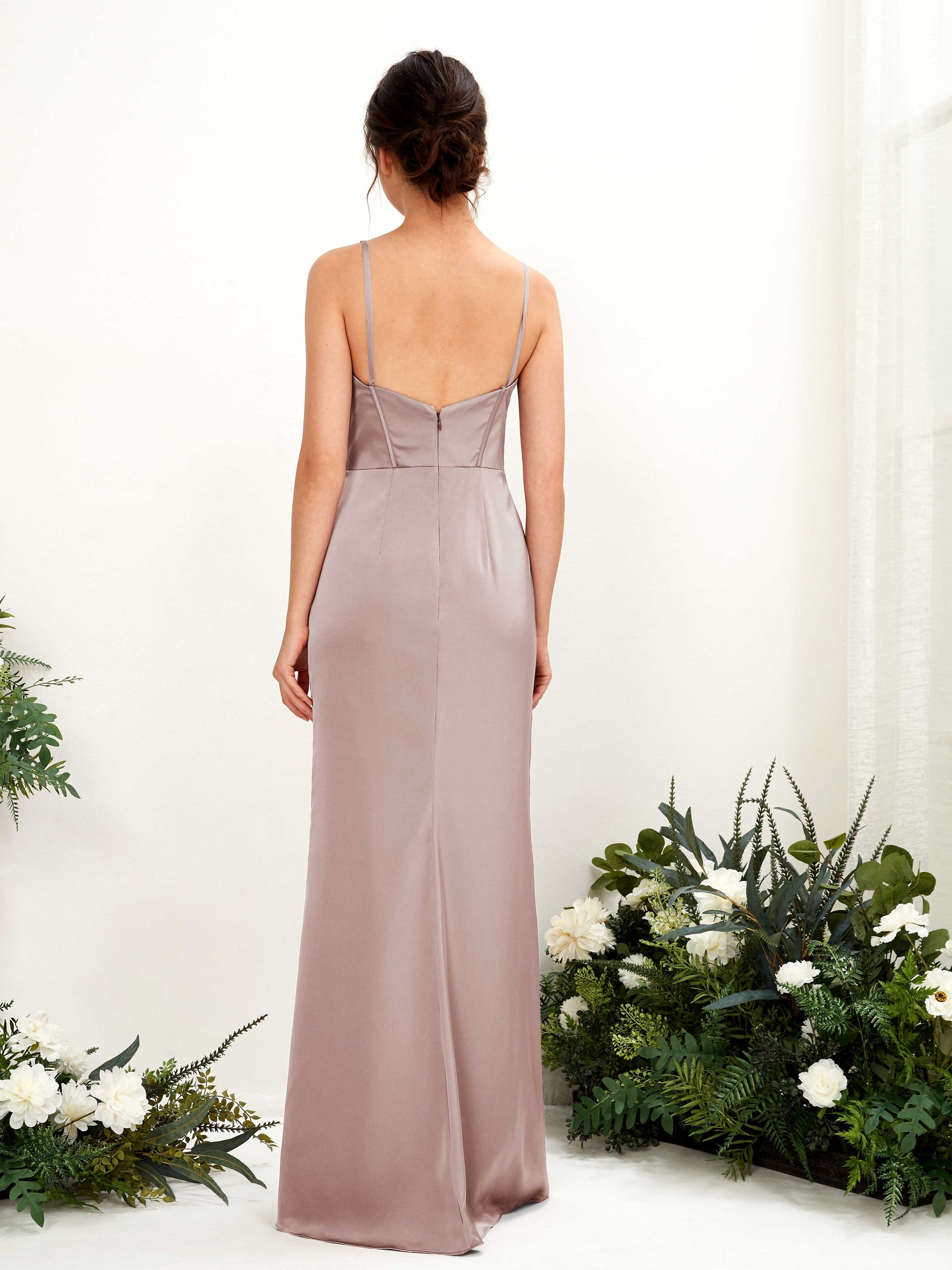 Cathy Dusty Rose Satin Sleeveless Maxi Dress