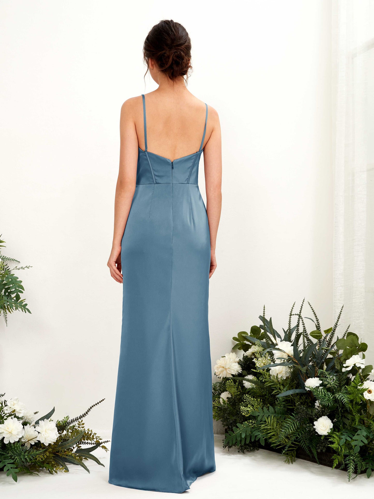 Cathy Ink blue Satin Sleeveless Maxi Dress