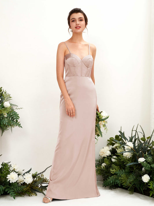 Cathy Pearl Pink Satin Sleeveless Maxi Dress