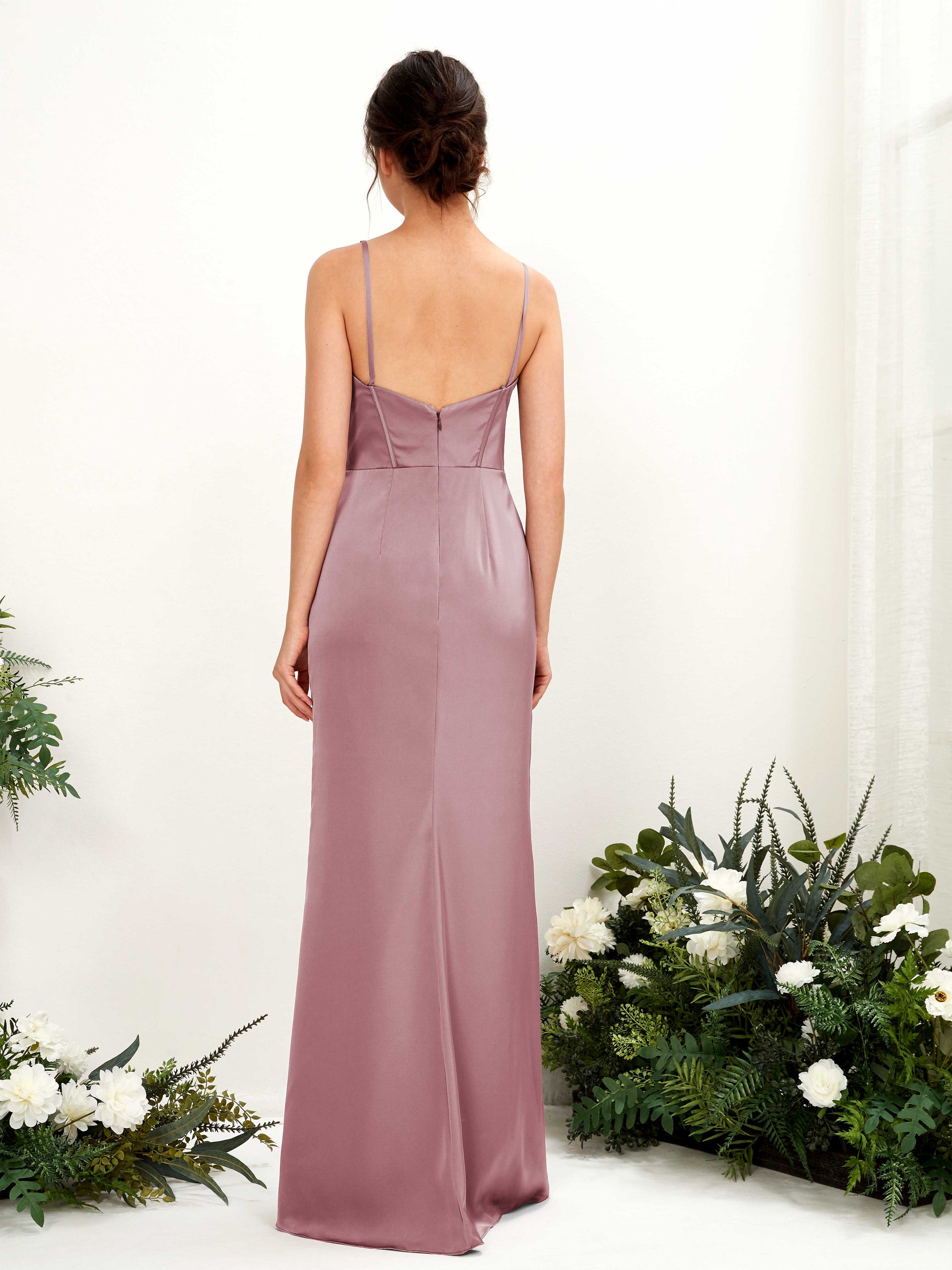 Cathy Rose Quartz Satin Sleeveless Maxi Dress